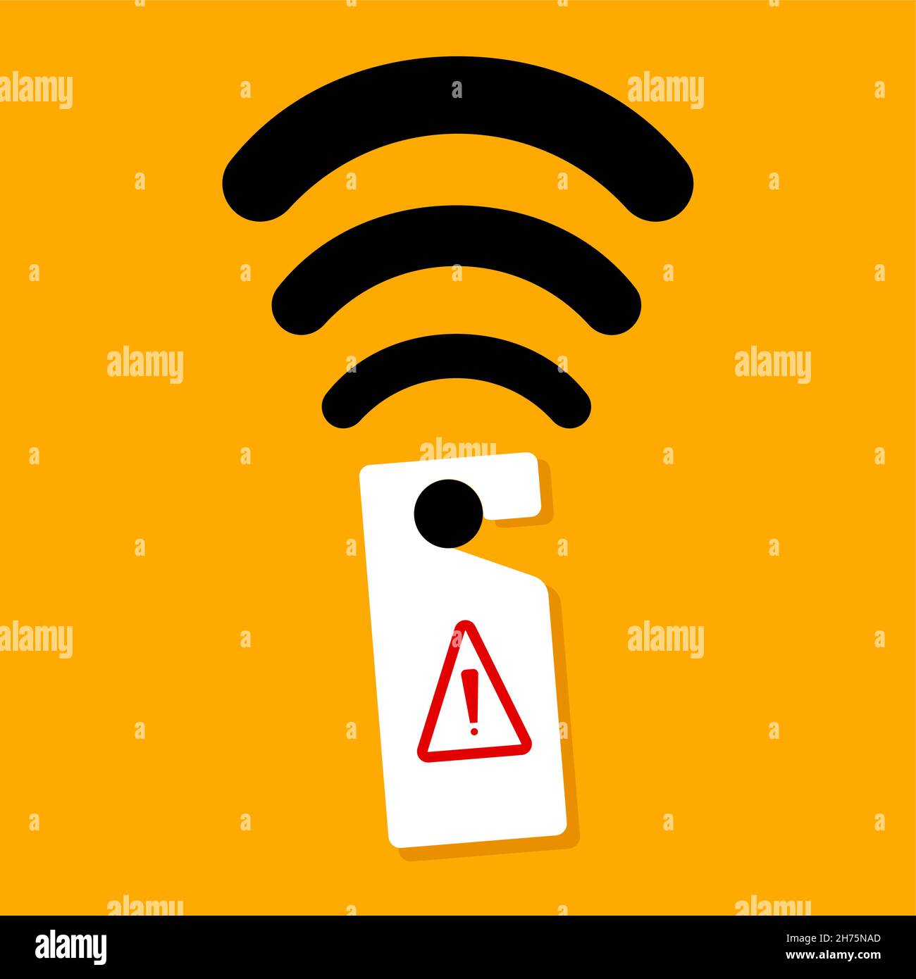 Illustration d'un problème de réseau sans fil ou Wi-Fi ou d'une panne Internet où le symbole de connexion sans fil est visible Illustration de Vecteur