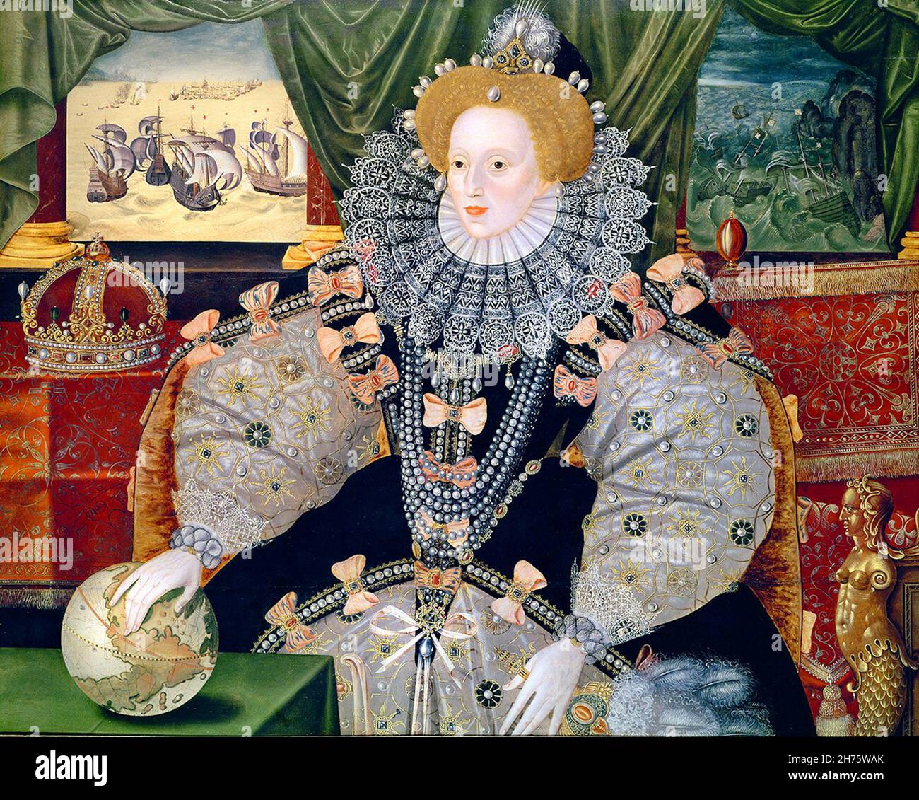 La reine Elizabeth la première d'Angleterre - le portrait de l'Armada par George Gower Banque D'Images