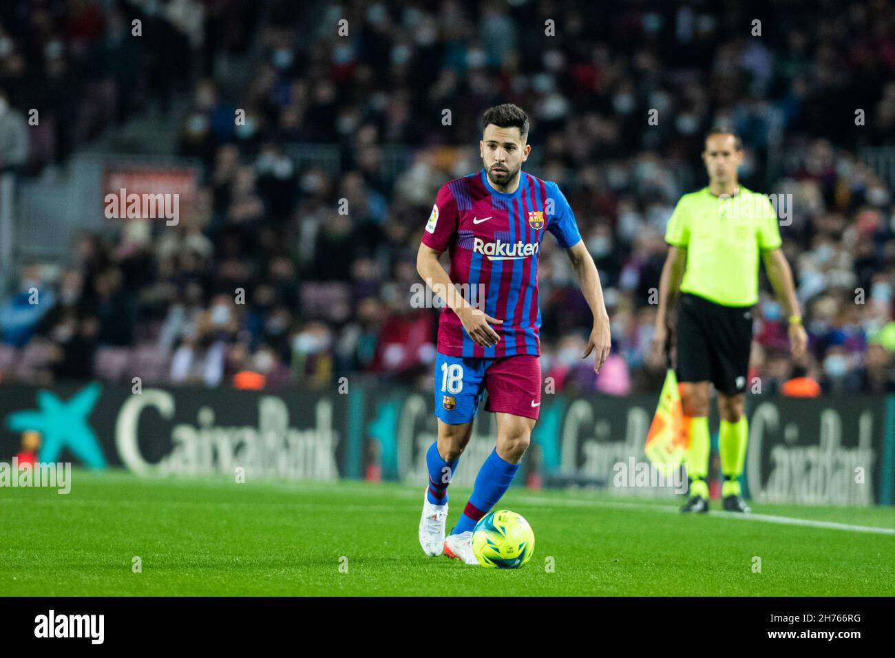 20 novembre 2021 ; Nou Camp, Barcelone, Espagne : la Ligue de football, FC Barcelone contre Espanyol : 18 Jordi Alba du FC Barcelone Banque D'Images