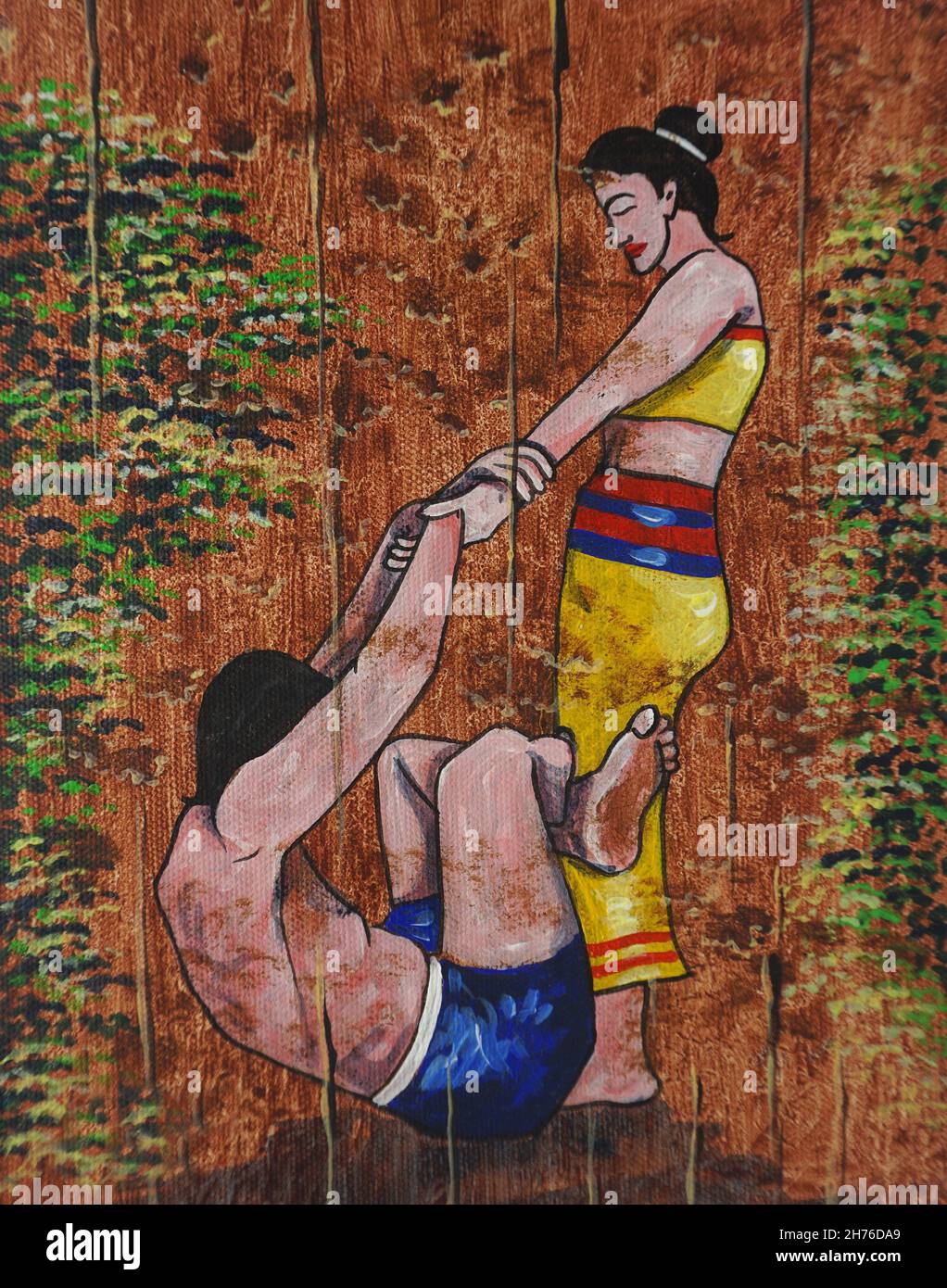 Massage spa d'art peinture à l'huile de Thaïlande Banque D'Images