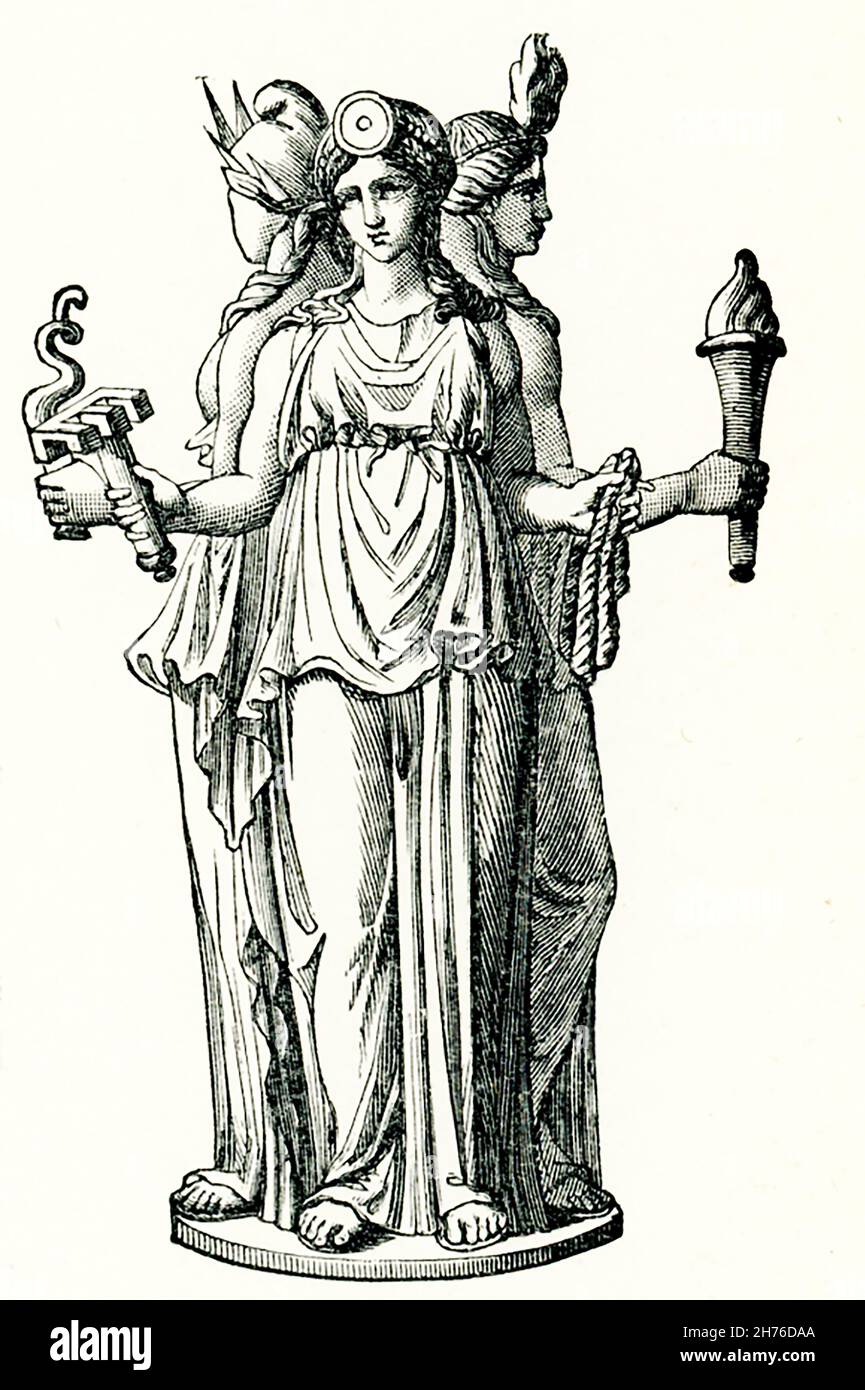 Hecate était la déesse principale qui présidait la magie et les sorts.Elle a été témoin de l'enlèvement de Persephone, fille de Demeter, dans le monde souterrain et, torche en main, a aidé à la recherche.Ainsi, les piliers appelés Banque D'Images Hecate était la déesse principale qui présidait la magie et les sorts.Elle a été témoin de l'enlèvement de Persephone, fille de Demeter, dans le monde souterrain et, torche en main, a aidé à la recherche.Ainsi, les piliers appelés Banque D'Images