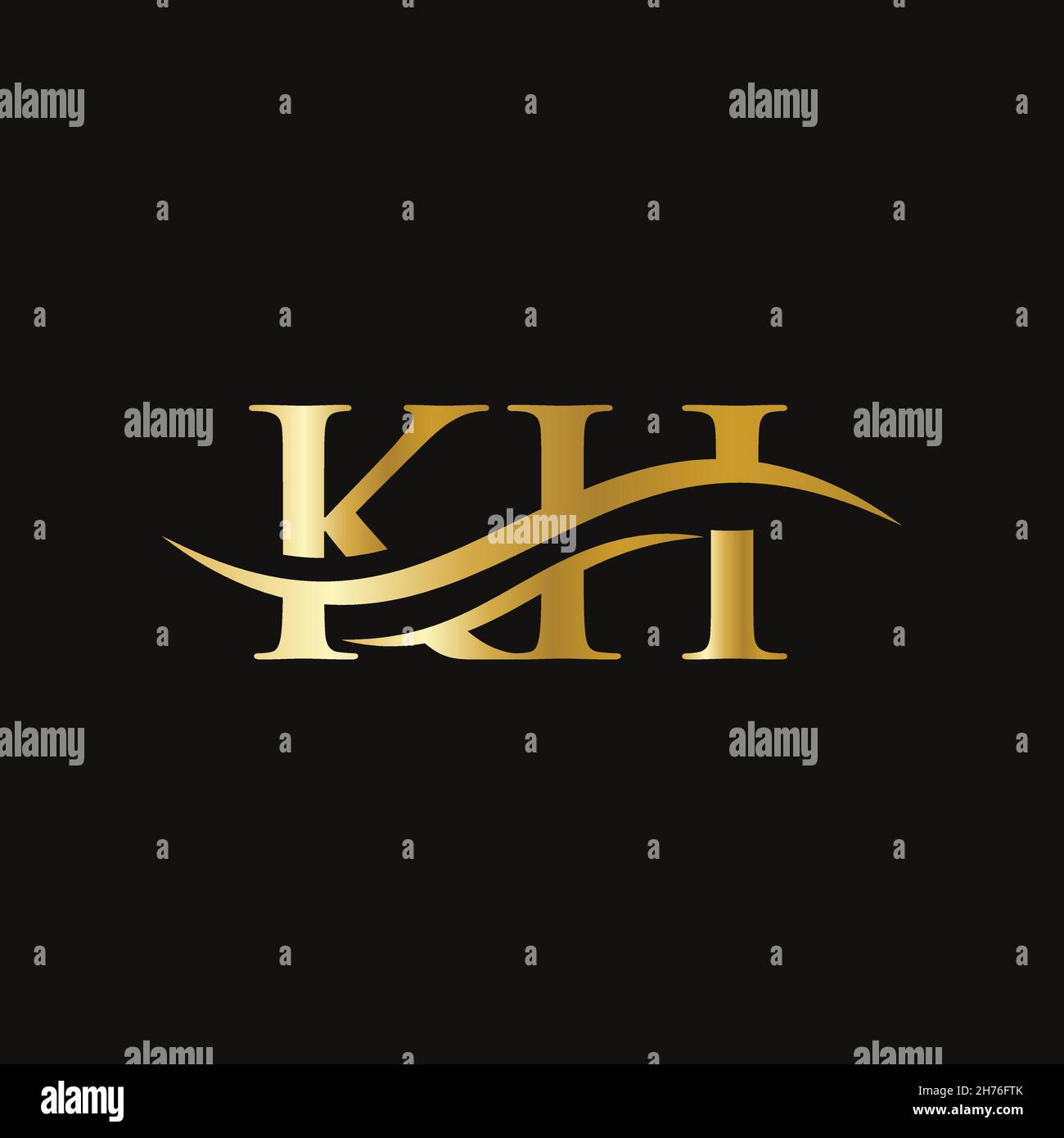 Vecteur de logo KH Water Wave.Logo Swoosh lettre KH conçu pour l'identité de l'entreprise. Illustration de Vecteur