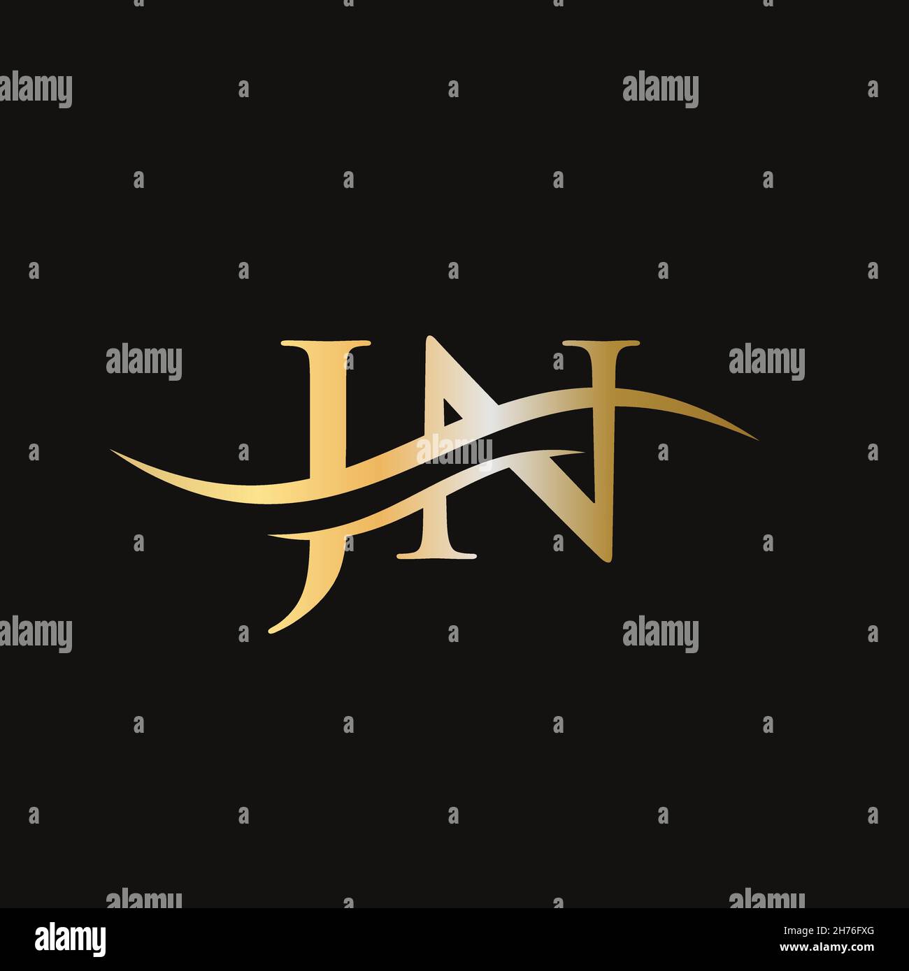 Modèle de vecteur de logo lié à une lettre JN initiale.Logo Swoosh lettre JN.LOGO JN vecteur Illustration de Vecteur