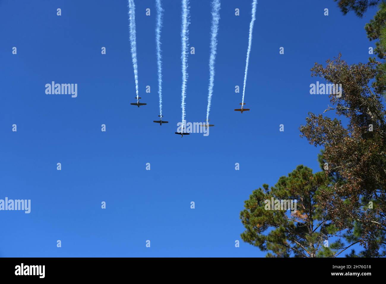 Un survol lors de la lecture de l'hymne national aux championnats de cross-country de la NCAA au parc régional d'Apalachee, le samedi 20 novembre 2021, à Ta Banque D'Images