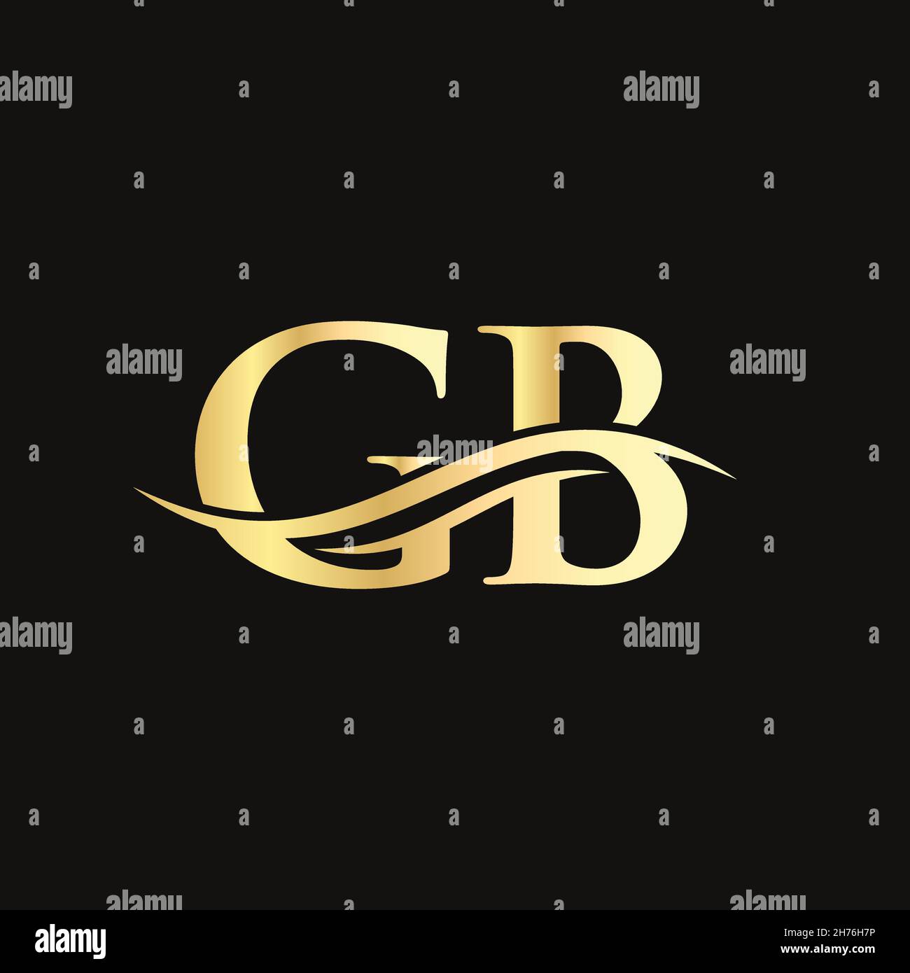 Vecteur de logo Water Wave GB.Logo Swoosh Letter GB pour l'identité de l'entreprise. Illustration de Vecteur