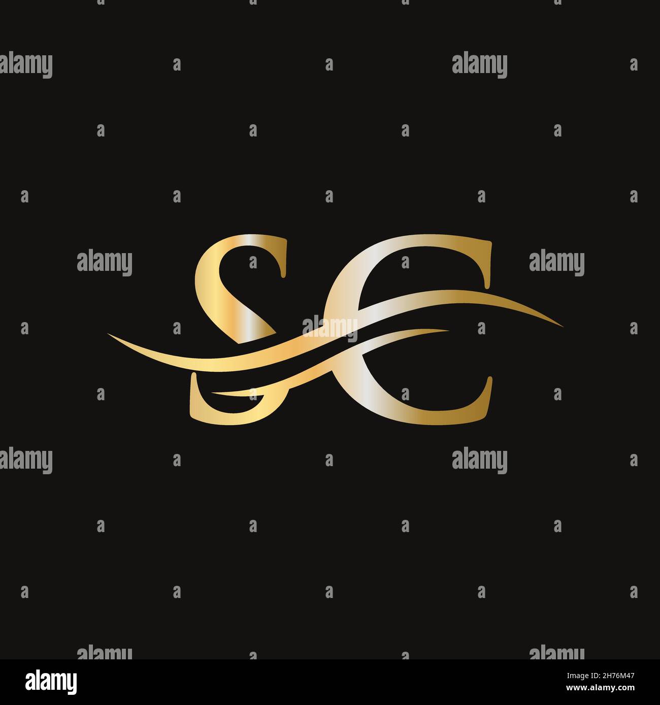 Logo SC.Logo Premium Letter SC avec concept vague d'eau. Illustration de Vecteur