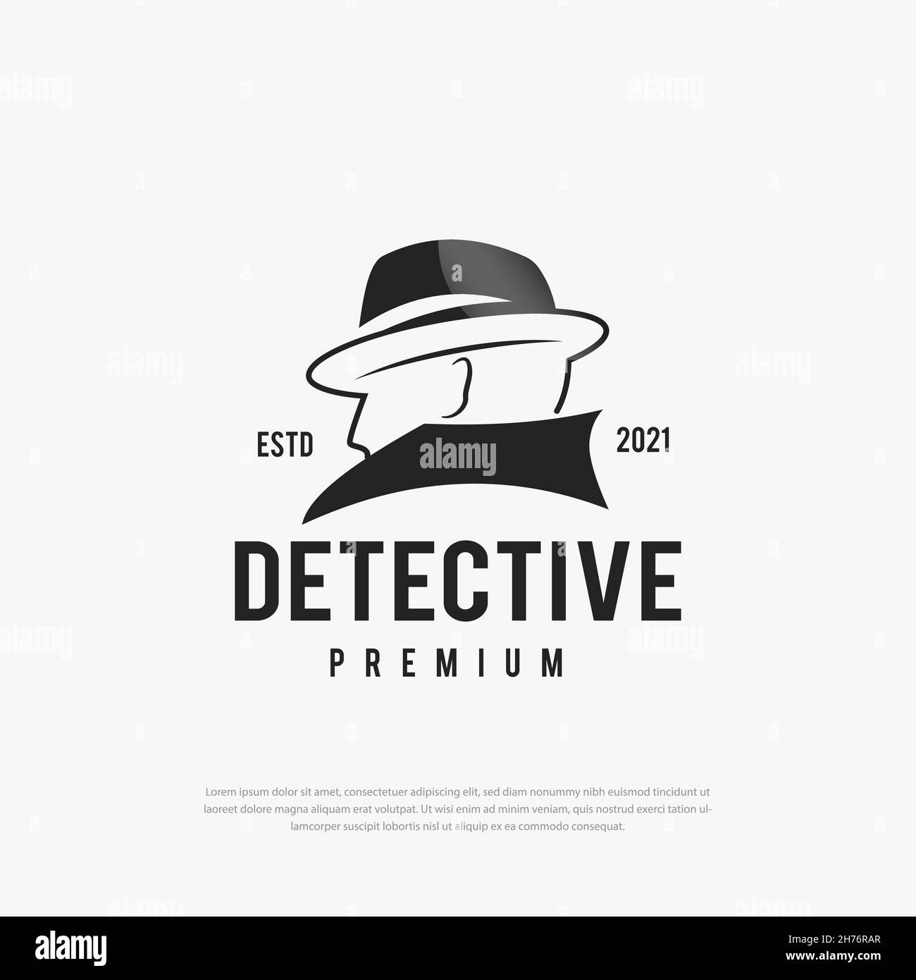 Détective homme logo ligne art détective détective homme icône illustration Illustration de Vecteur