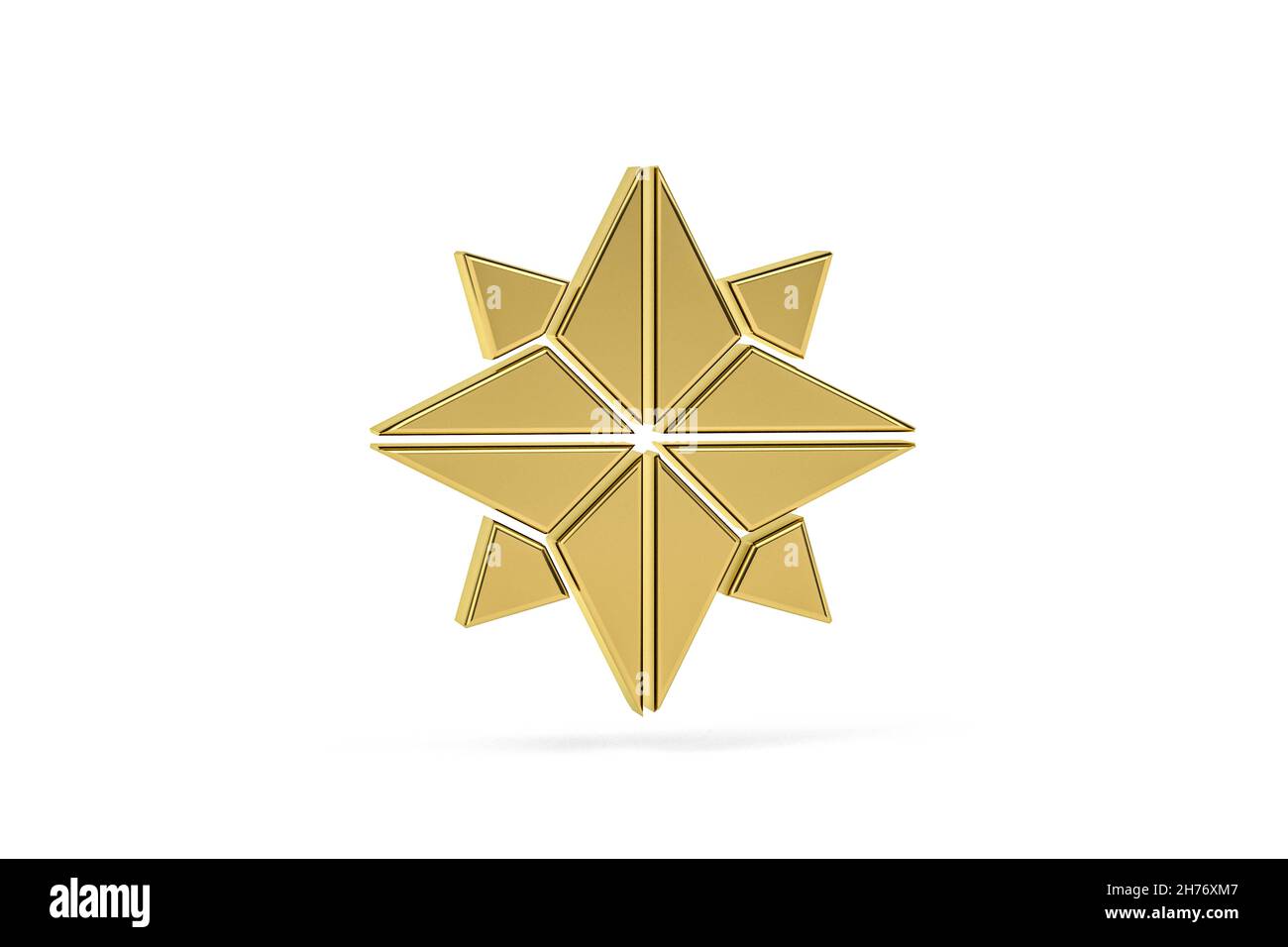 Icône étoile 3d dorée isolée sur fond blanc - rendu 3d Banque D'Images