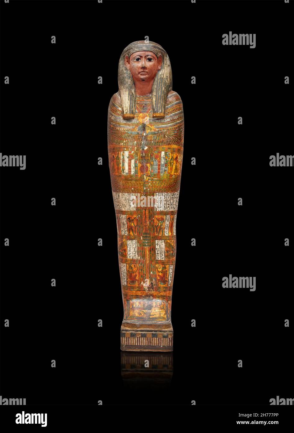 Ancien cas de momie égyptienne de Panype, 945-700 av. J.-C., 22e-23e dynastie, Thèbes.Musée des Beaux-Arts de Lyon inv H2315.Panype était un prêtre d'Amon. Banque D'Images