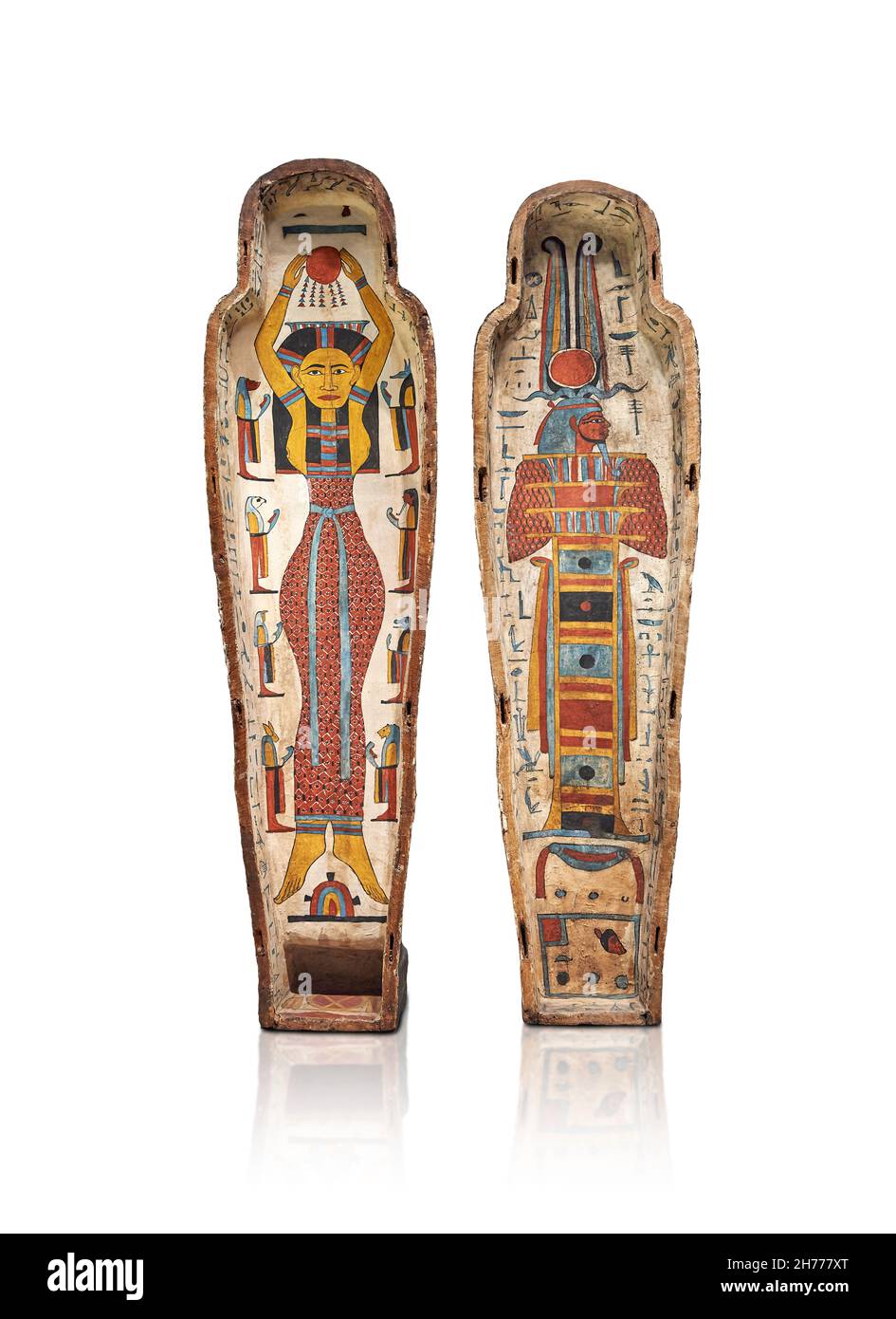 Ancien cas de momie égyptienne d'Isetemakhbit, 760-526 av. J.-C., 26e dynastie, Thèbes.Musée des Beaux-Arts de Lyon Inv 1969-197 (Louvre n° E 13032).Momifor Banque D'Images
