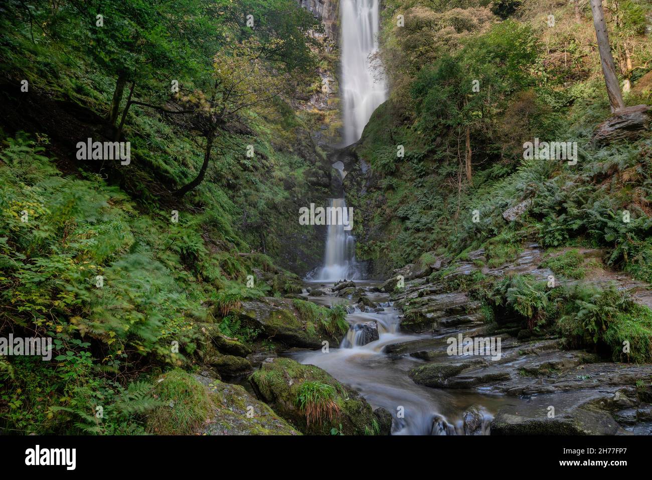 Magnifique paysage de longue exposition début automne image de la cascade de Pistyll Rhaeader au pays de Galles, la plus haute cascade du Royaume-Uni Banque D'Images