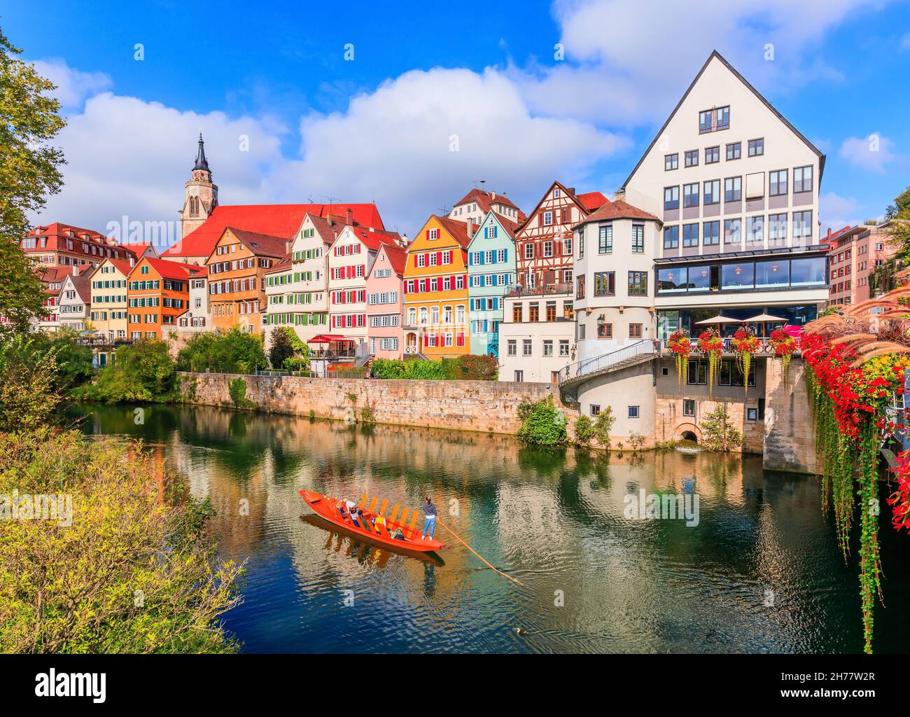 Tubingen, Allemagne.Vieille ville colorée sur la rivière Neckar. Banque D'Images