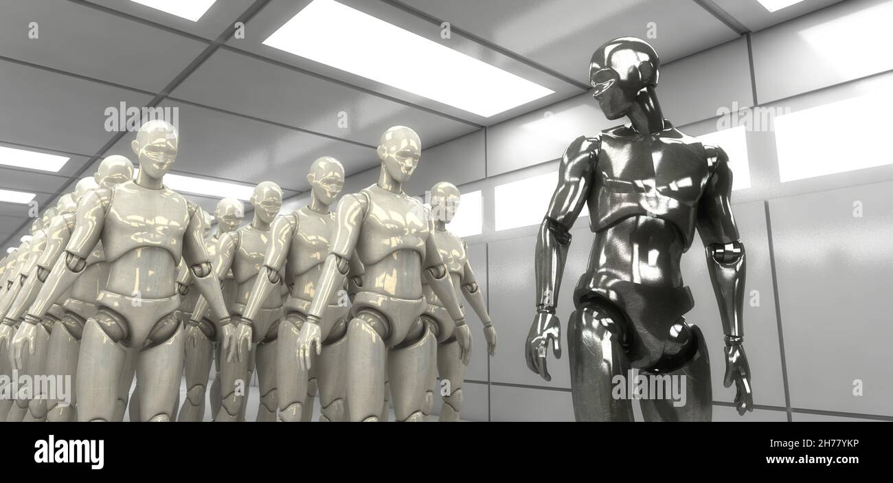 Rendu 3D.Figures humanoïdes et scène sicifi Banque D'Images