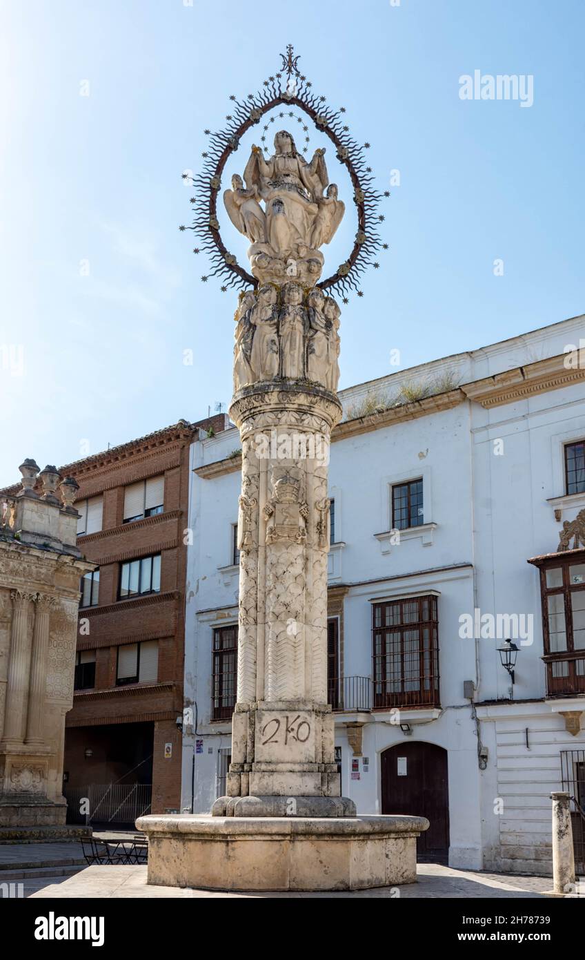 Plaza de la Asunción y monumento a la Asunción de la Virgen en Jerez de la Frontera, Cadix Banque D'Images