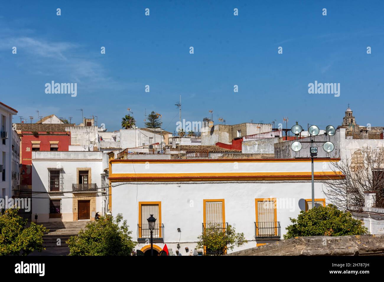 Vista de Jerez de la Frontera, casas casco antiguo Banque D'Images