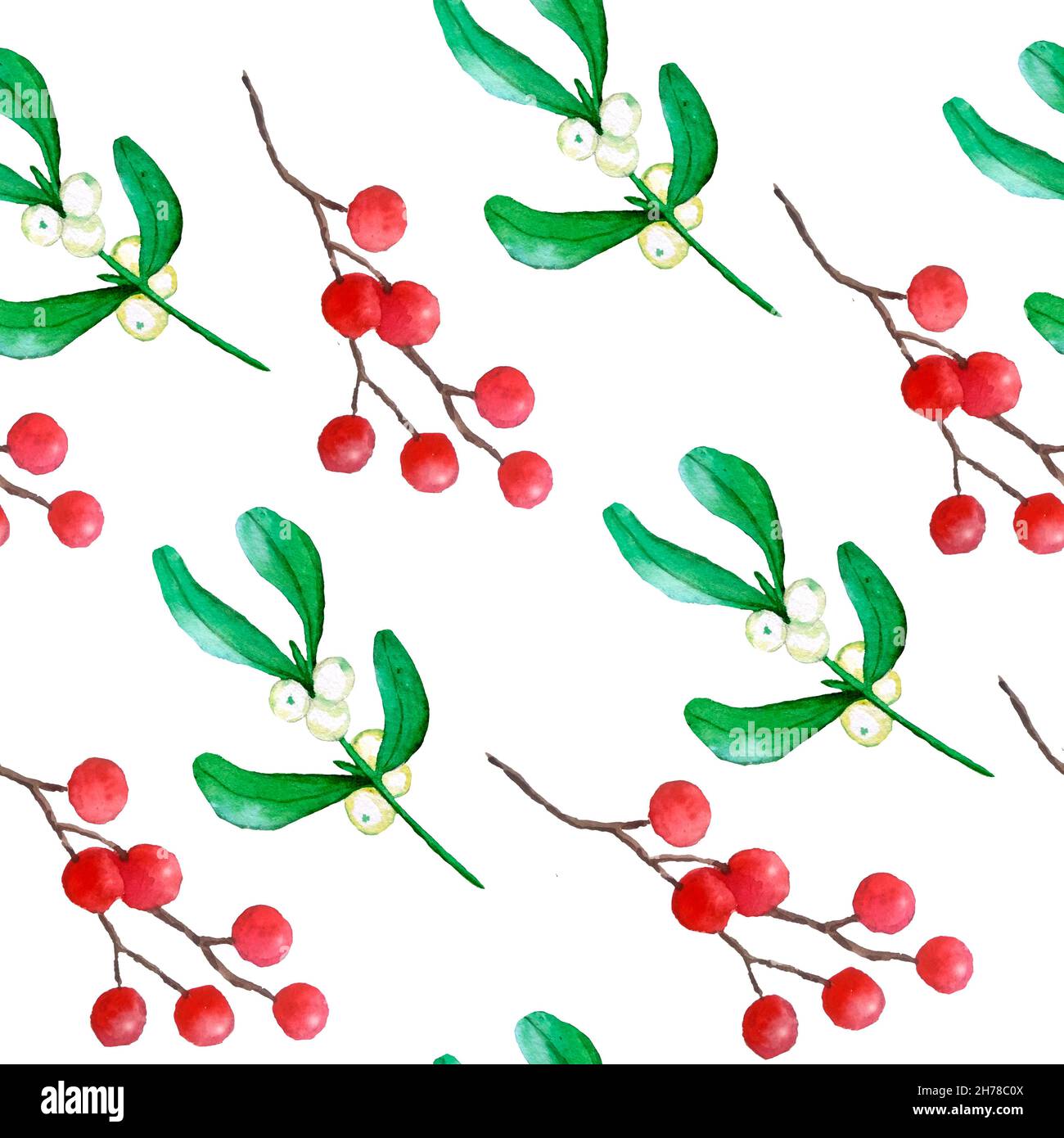 Aquarelle sans couture dessin à la main avec des plantes de Noël holly pin épicéa conifères branches holly rouges baies.Bougies d'hiver élégantes sur fond blanc pour emballer le textile de papier fête du nouvel an Banque D'Images
