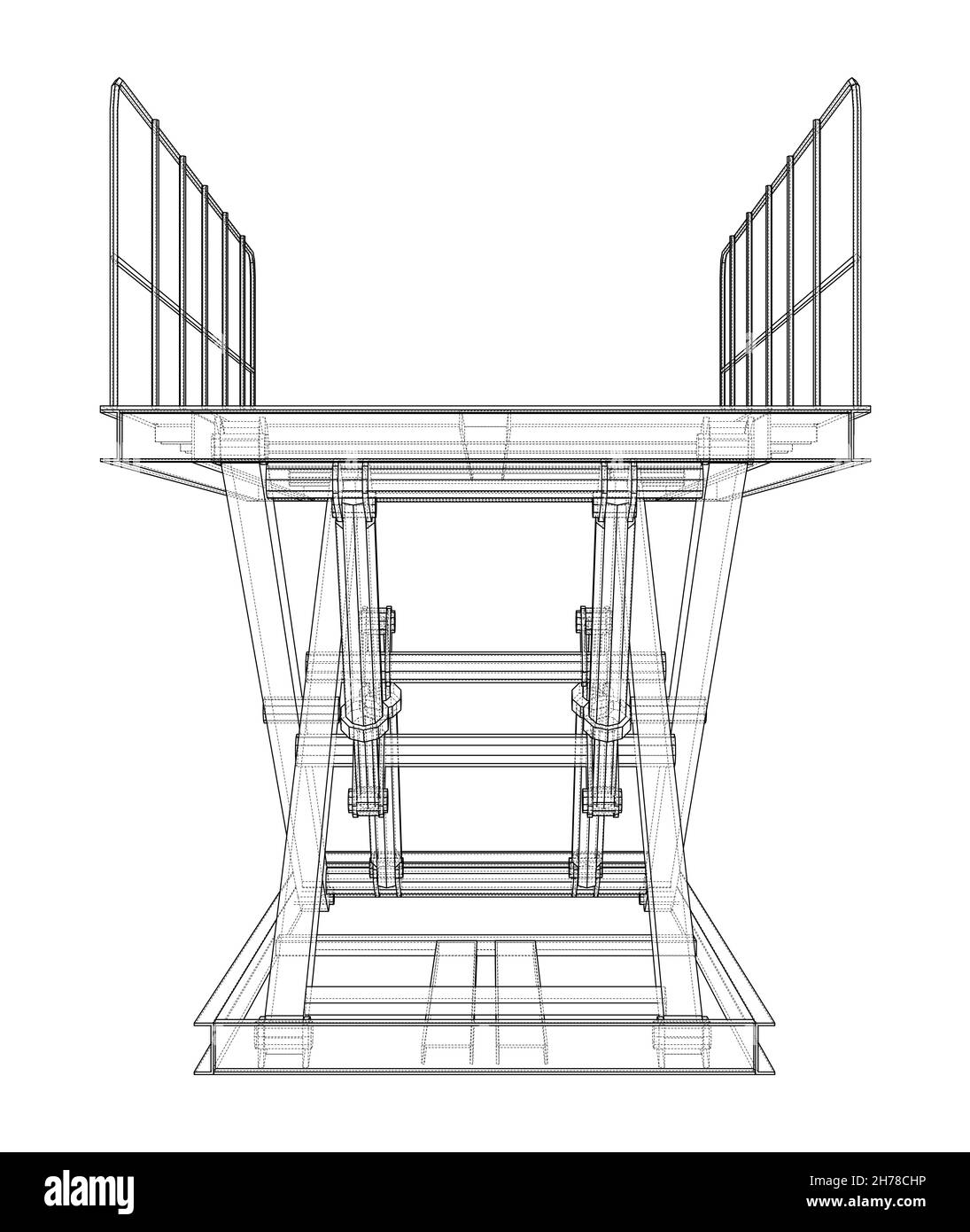 Contour du concept de levage de ciseaux Banque D'Images