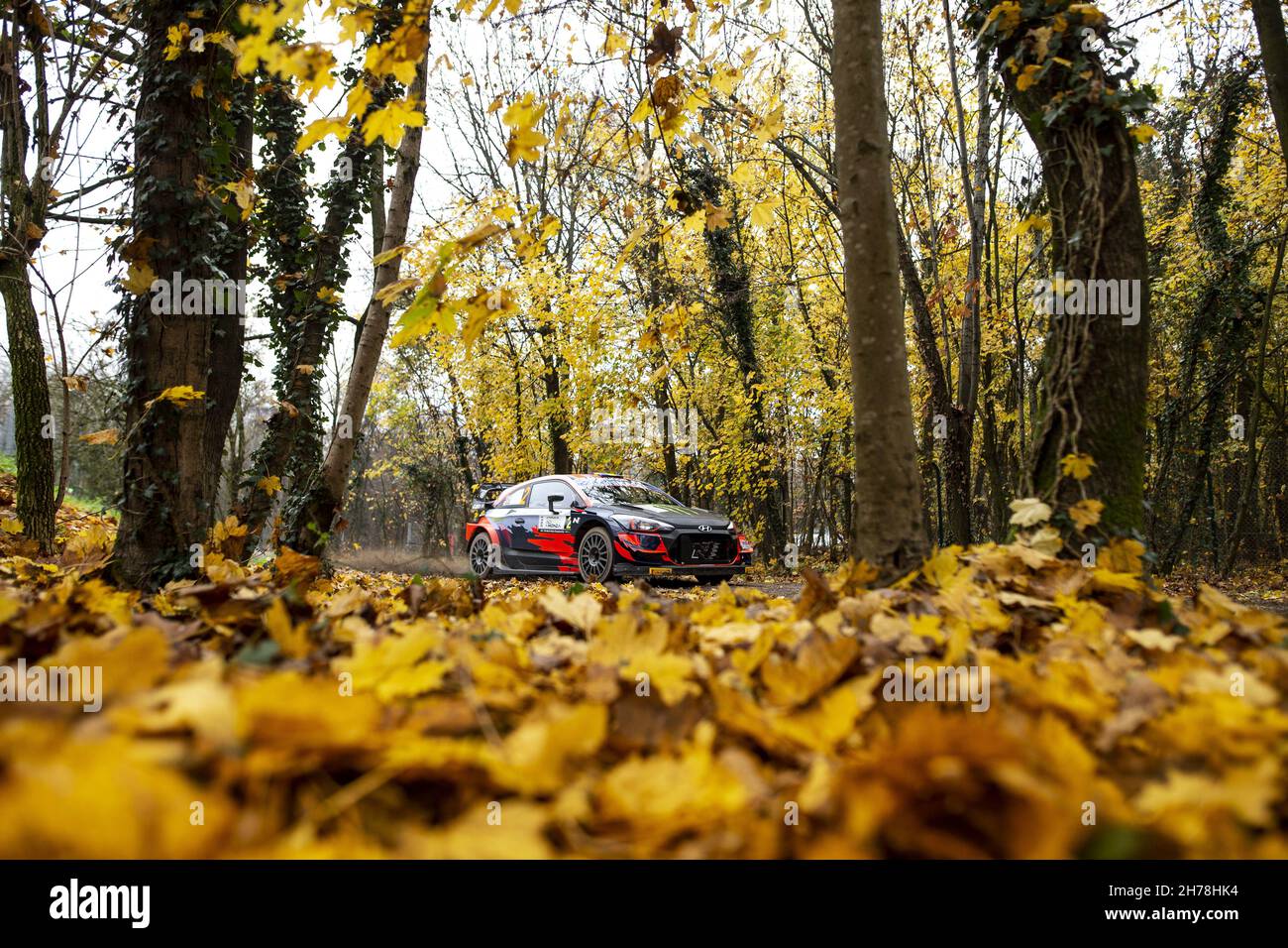 02 Solberg Oliver (swe), Edmondson Elliot (gbr), Hyundai 2C Competition, Hyundai i20 coupe WRC, action pendant le Rallye ACI Monza, 12e tour du WRC 2021 de la FIA, FIA World Rally Championship, du 18 au 21 novembre 2021 à Monza, Italie - photo: Nikos Katikis/DPPI/LiveMedia Banque D'Images