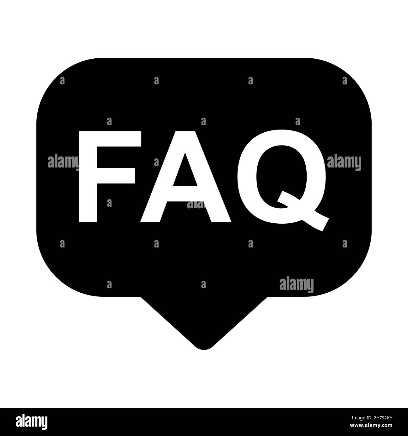 FAQ, icône de vecteur de questions fréquemment posées. Symbole de bulle d'information, message d'aide . Illustration de Vecteur
