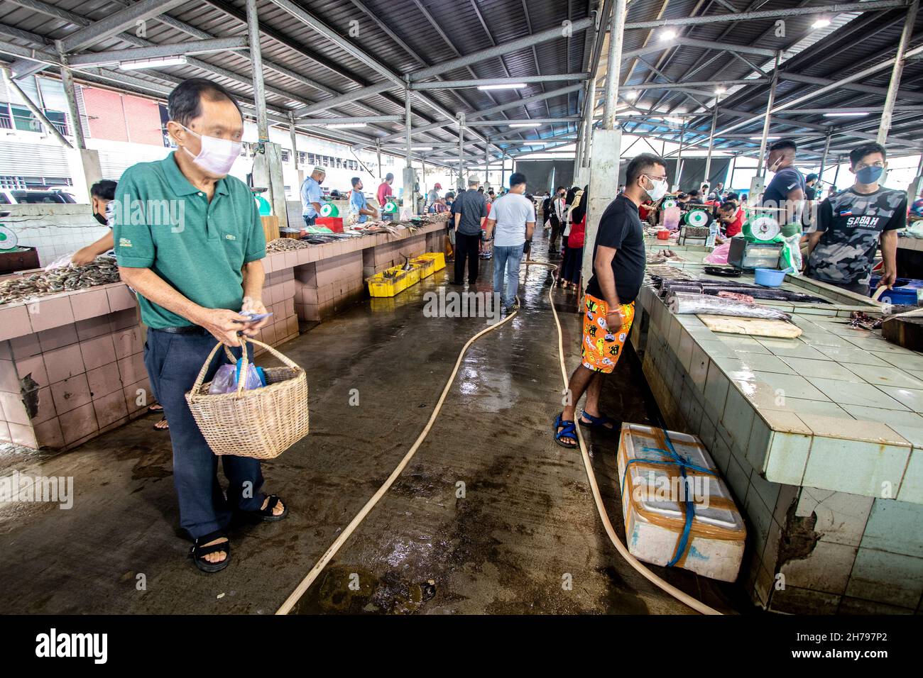 Marché aux poissons et environs Kota Kinabalu Sabah Bornéo Malaisie Banque D'Images