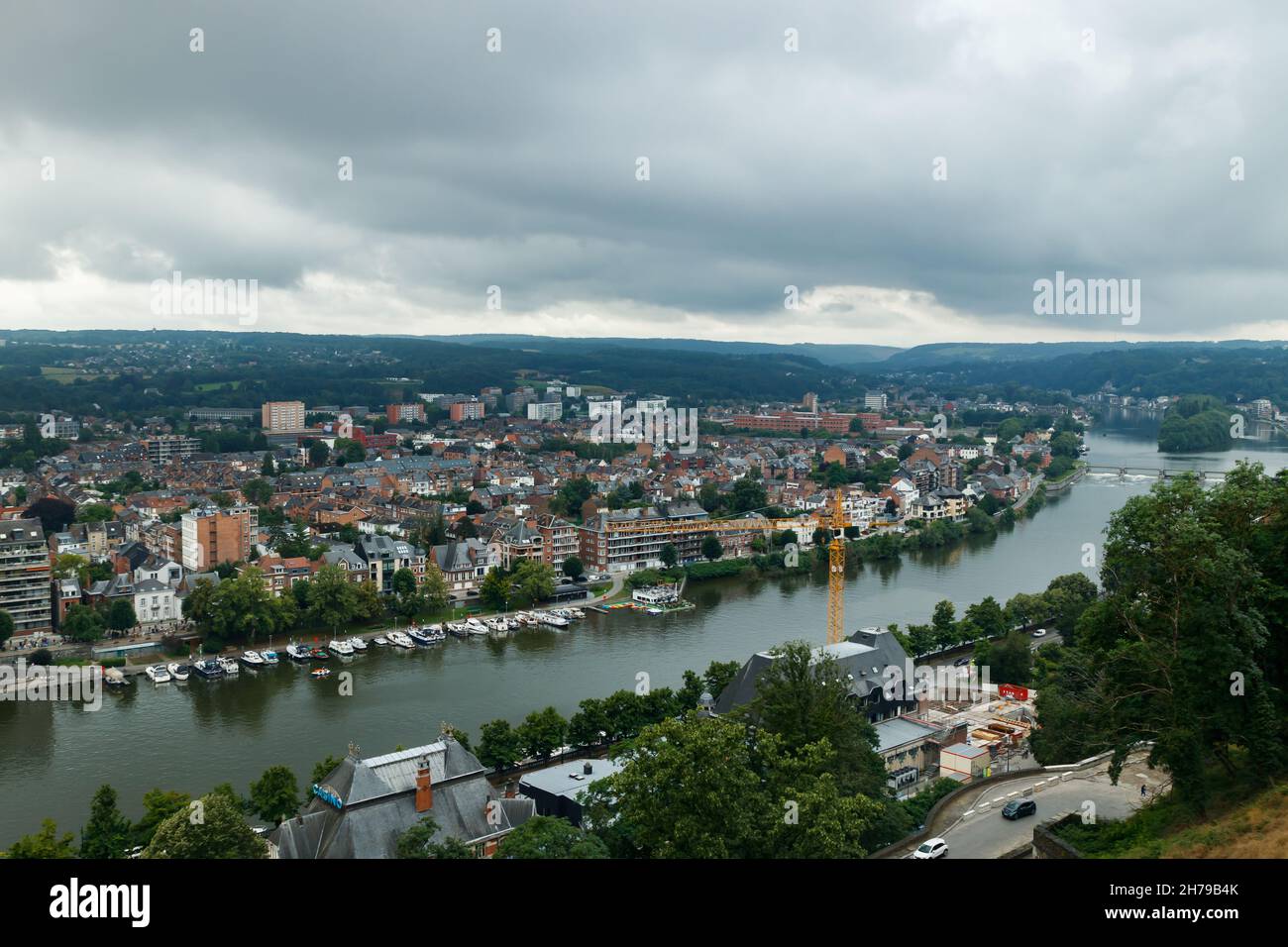 Namur, Belgique - 11 juillet 2021 : vue panoramique de la ville de Namur, Wallonie, Belgique en été Banque D'Images