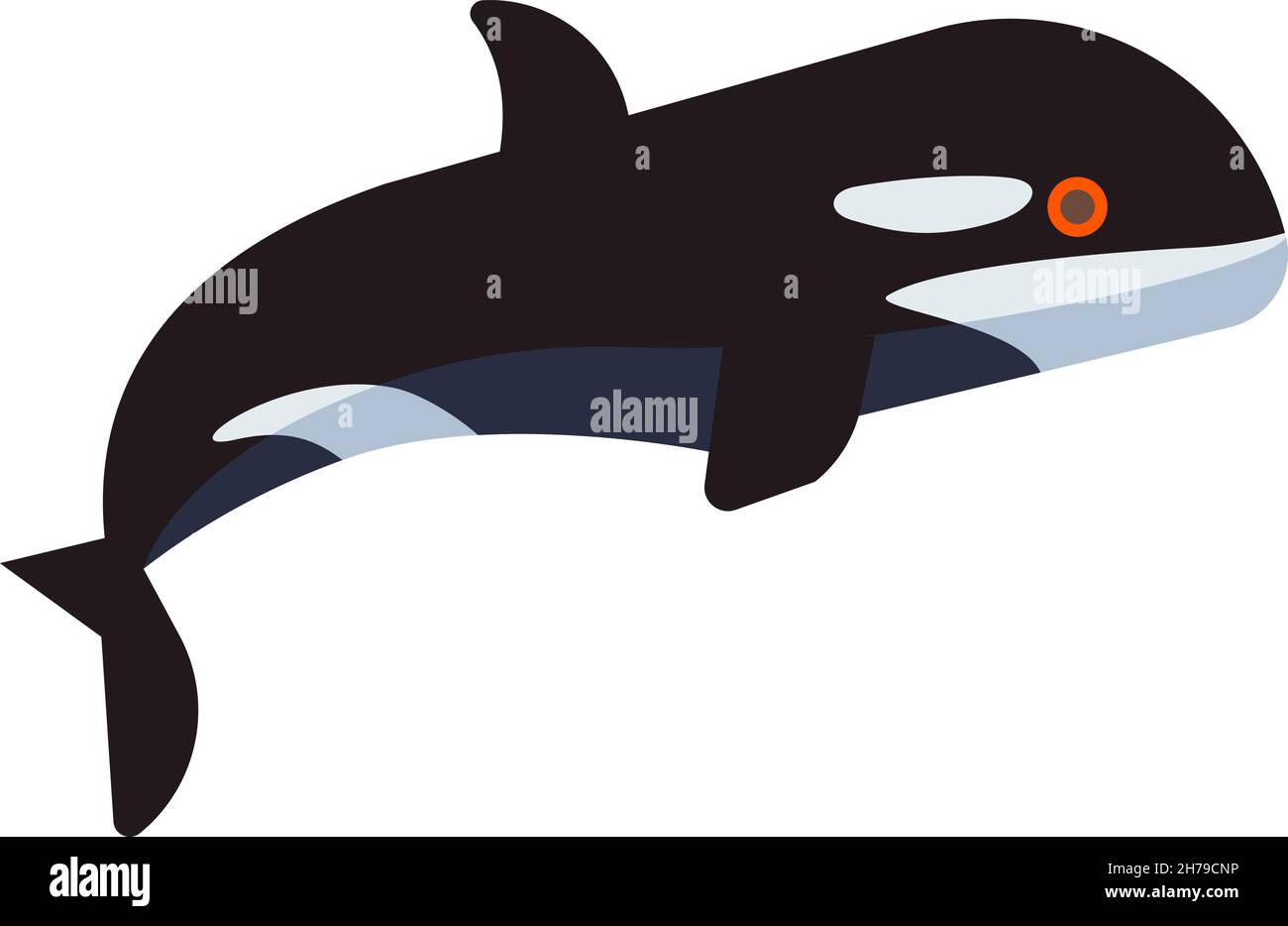 Icône Orca.Orque mignon.Animal marin noir Illustration de Vecteur