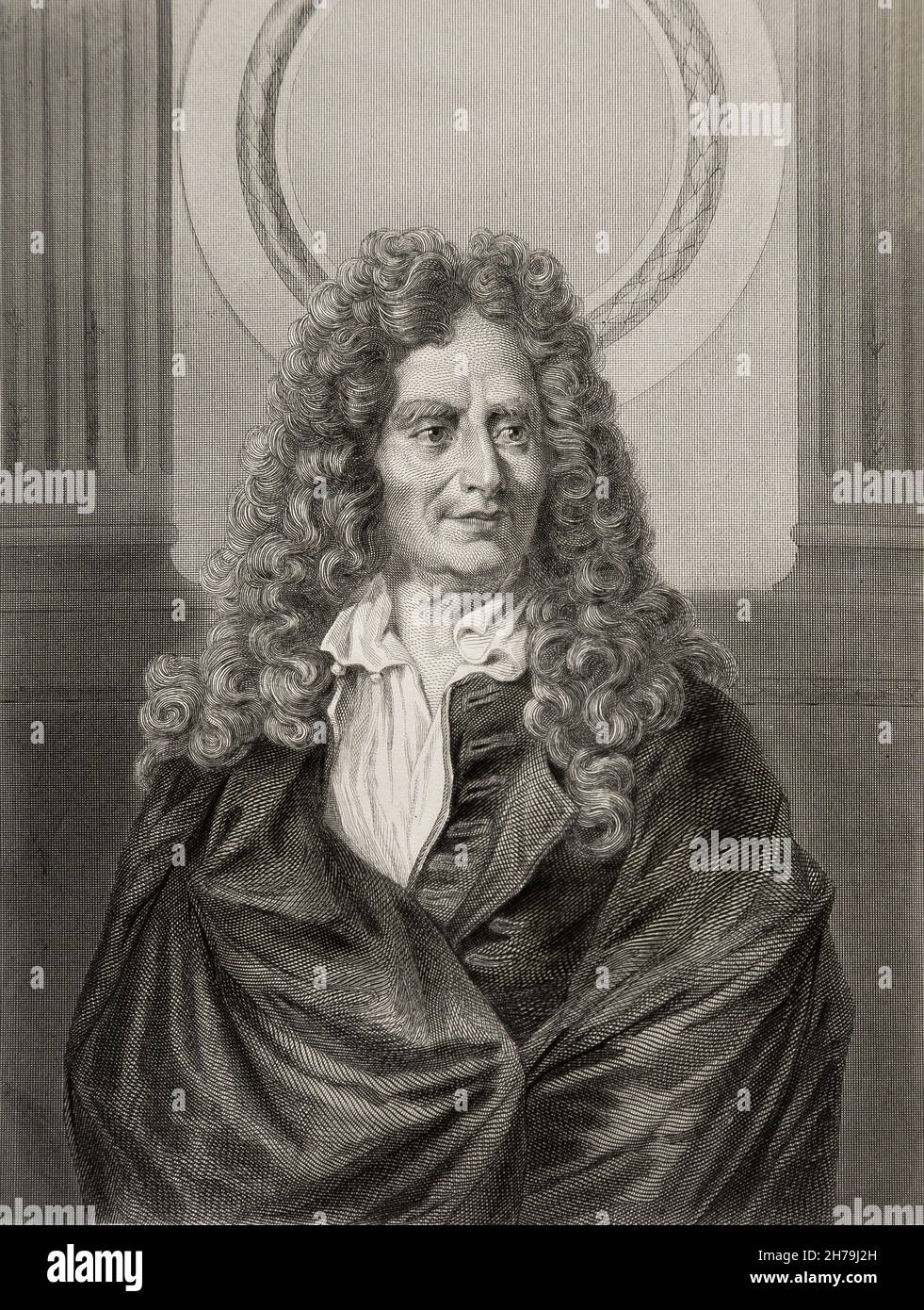 Portrait de Nicolas Boileau (1636-1711) dit Boileau Despreaux (Boileau-Despreaux), ecrivain francais Gravure ©Archives-Zephyr/Opale.photo *** Légende locale *** Banque D'Images