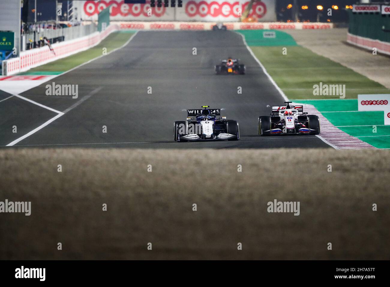 06 LATIFI Nicholas (CAN), Williams Racing F1 FW43B, 09 MAZEPIN Nikita (rus), Haas F1 Team VF-21 Ferrari, action pendant la Formule 1 Ooredoo Qatar Grand Prix 2021, 20e tour du Championnat du monde de Formule 1 FIA 2021 du 19 au 21 novembre 2021 sur le circuit international de Losail, à Lusail,Qatar - photo: Florent Gooden/DPPI/LiveMedia Banque D'Images