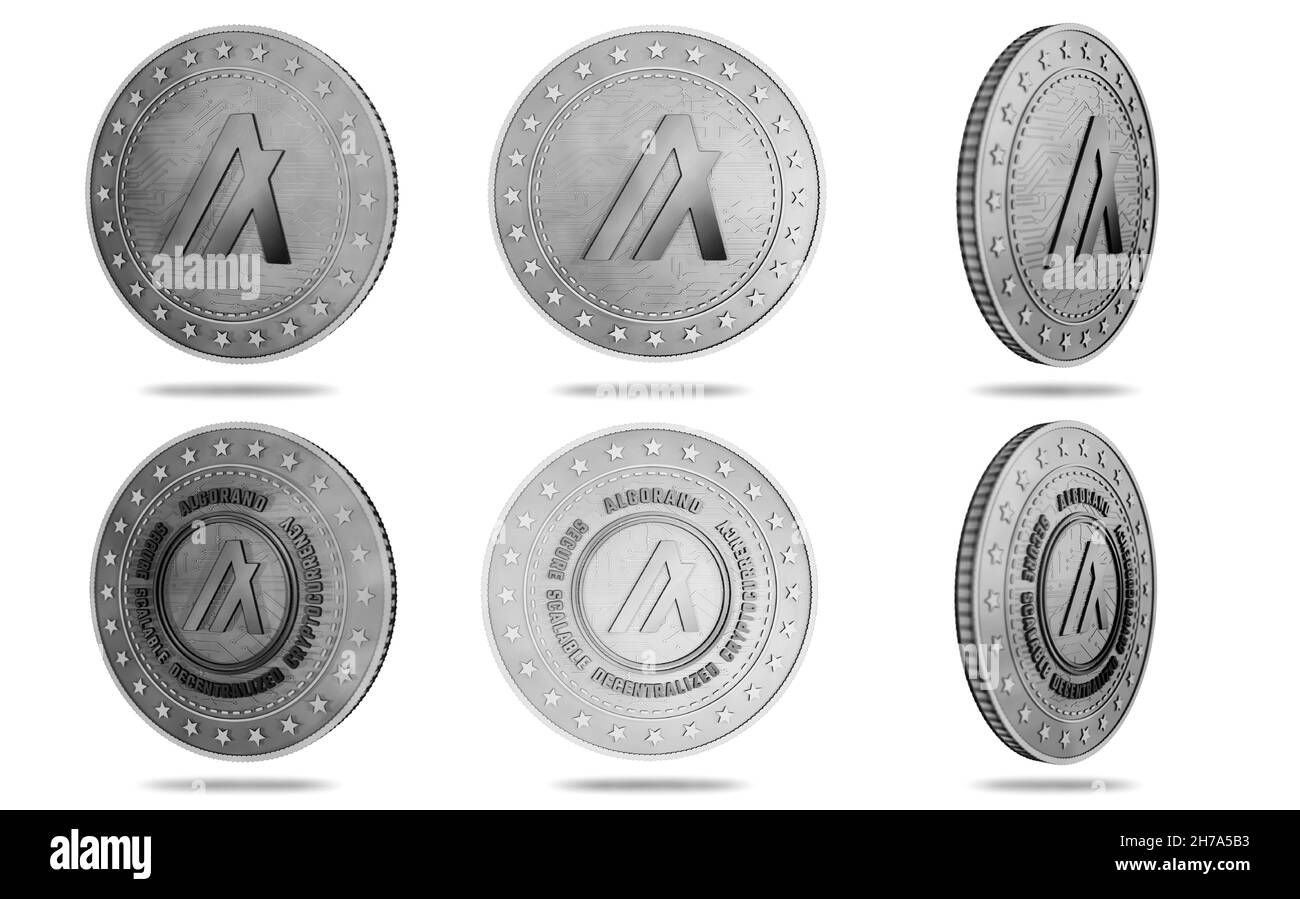 Algorand Algo symbole de crypto-monnaie pièce d'or isolée sur fond d'écran vert.Illustration 3d du concept abstrait. Banque D'Images