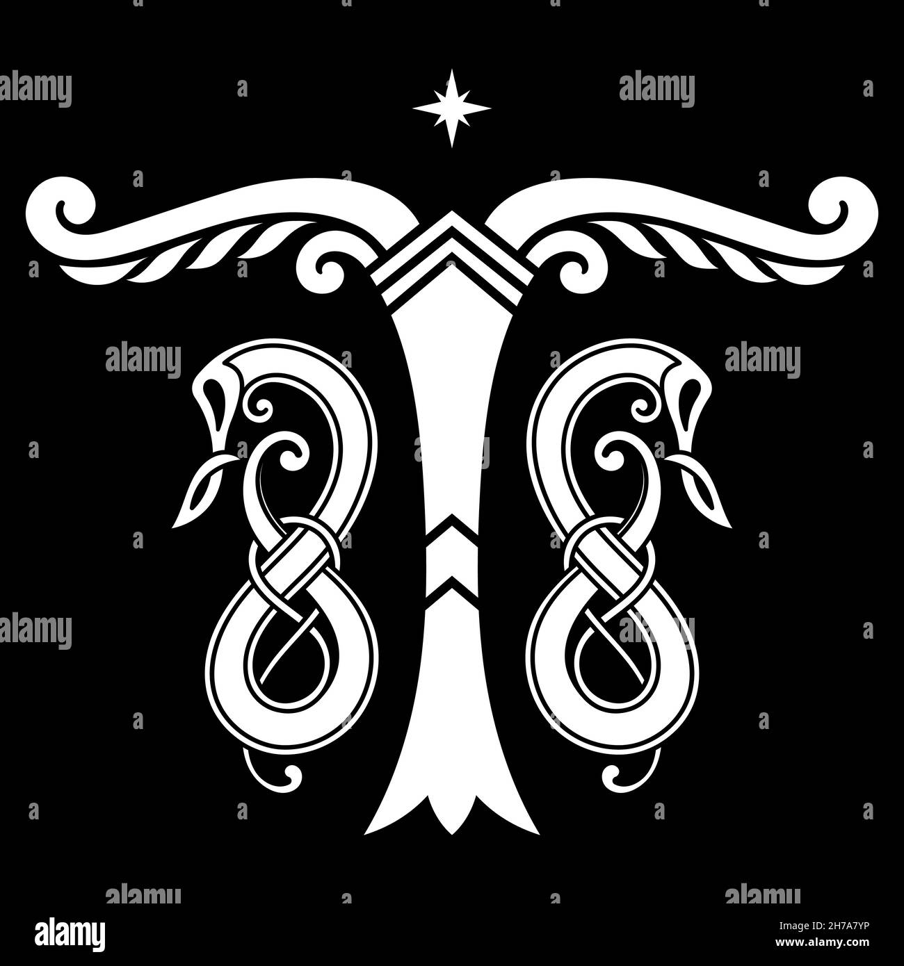 Motif Norse ancien.Image stylisée de l'arbre du monde - Irminsul, de la mythologie européenne ancienne Illustration de Vecteur