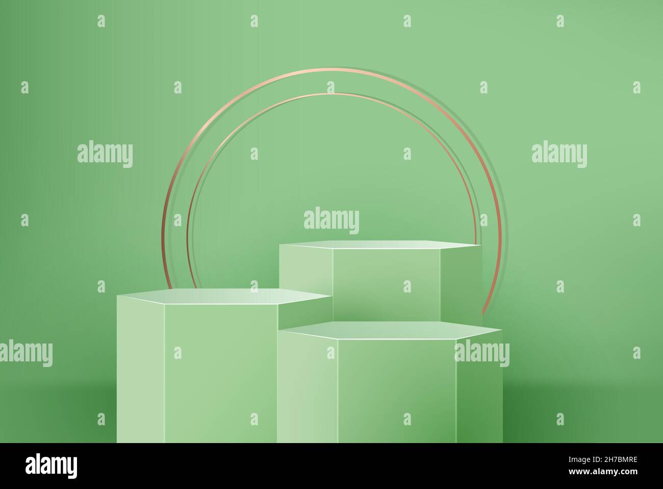 maquette de podium à 3 niveaux pour l'affichage des produits sur fond vert clair Illustration de Vecteur
