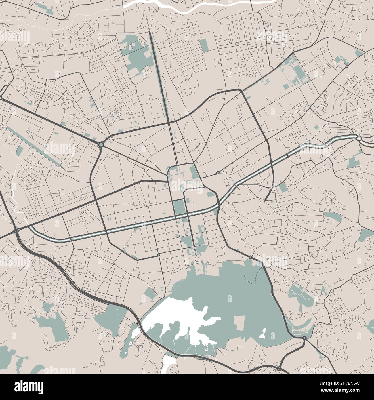 Carte vectorielle de Tirana, Albanie.Ville urbaine en Albanie.Illustration d'une affiche de plan de rue.Art. Carte Tirana Illustration de Vecteur