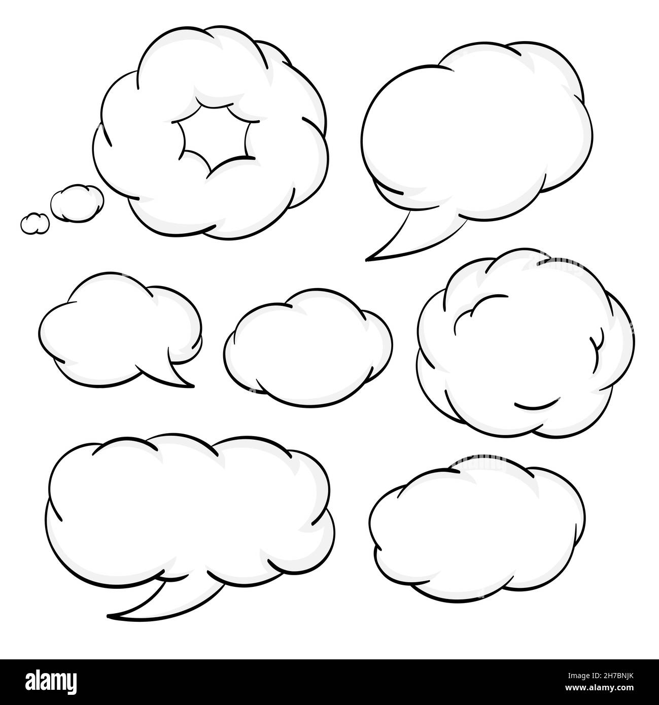 Ensemble de bulles de parole de bande dessinée vides.Style pop art vintage.Jeu de bulles de conversation.Copier l'espace pour le texte.Collection de bulles de voix Cloud.Vecteur EPS8 Illustration de Vecteur