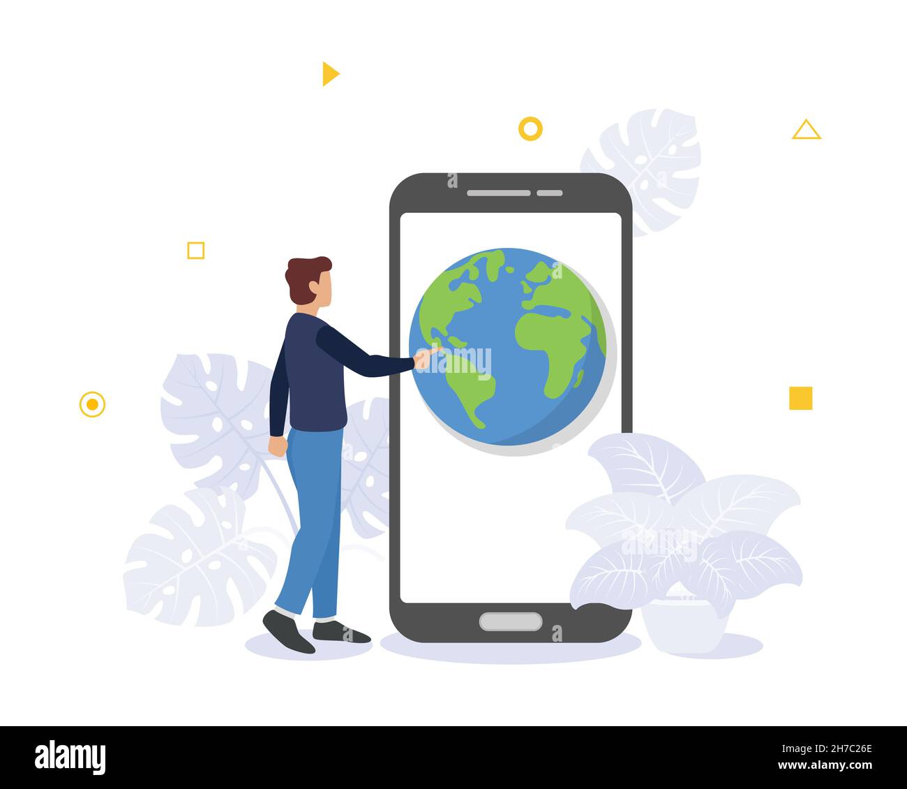 accédez aux technologies du monde ouvert ou internet via le concept de smartphone avec application mobile et illustration vectorielle moderne de style plat Banque D'Images accédez aux technologies du monde ouvert ou internet via le concept de smartphone avec application mobile et illustration vectorielle moderne de style plat Banque D'Images