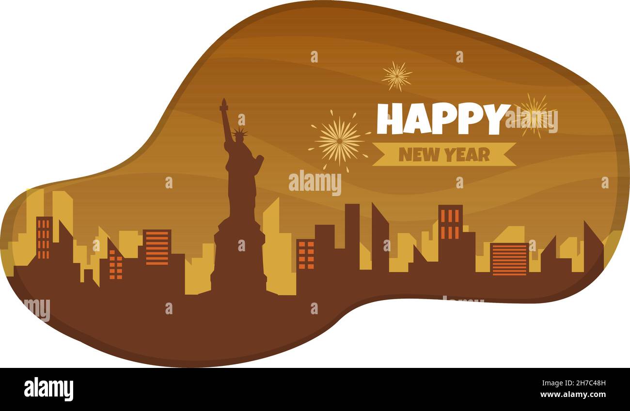 Magnifique New York Night City Building New Year Card Vector Illustration Illustration de Vecteur