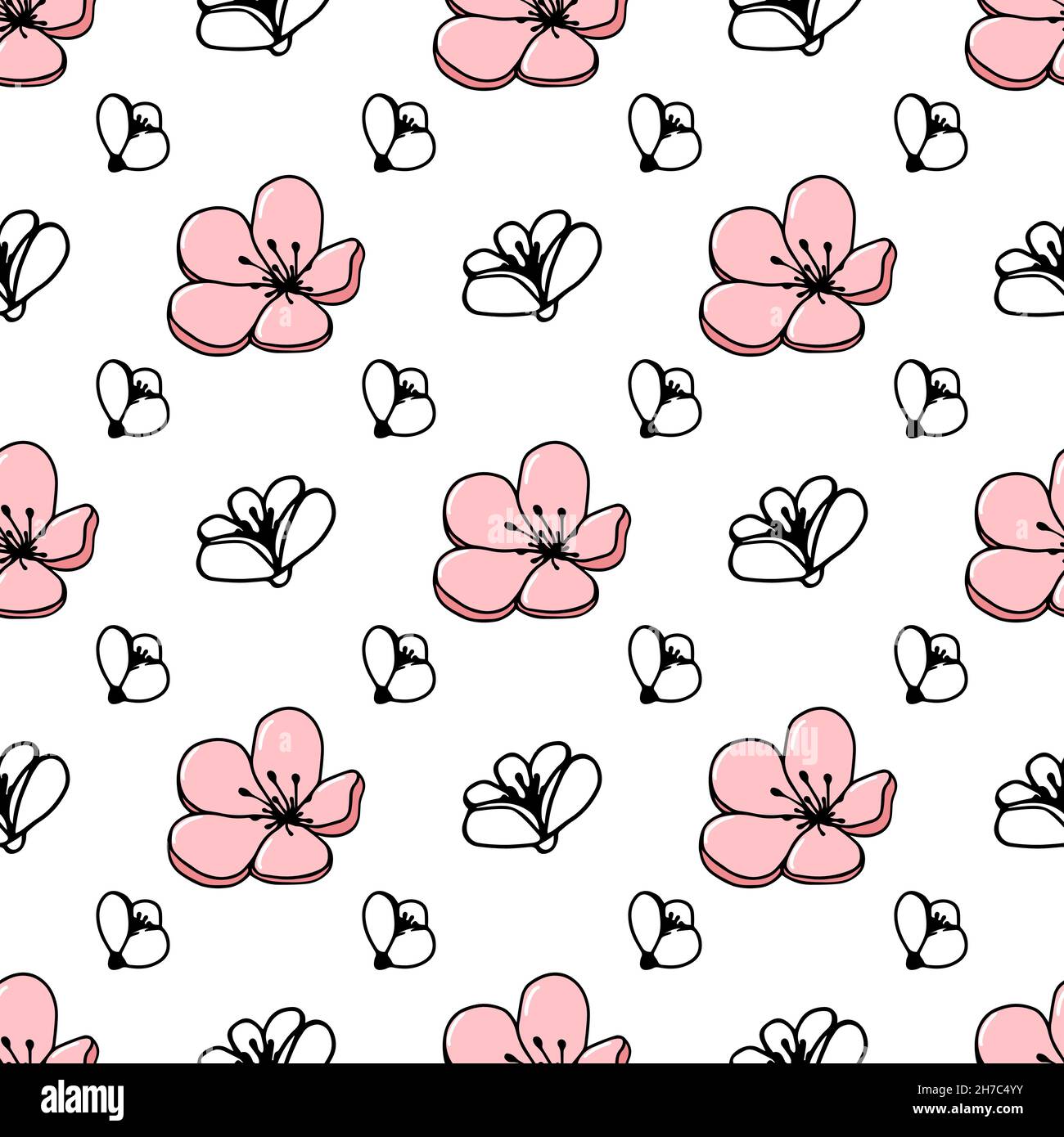 Motif fleuri sans couture dans des tons pastel.Croquis vectoriel de fleurs de jasmin ou de magnolia.Idéal pour le tissu, le papier peint, le papier d'emballage, la conception de surface, l'invitation de mariage. Illustration de Vecteur