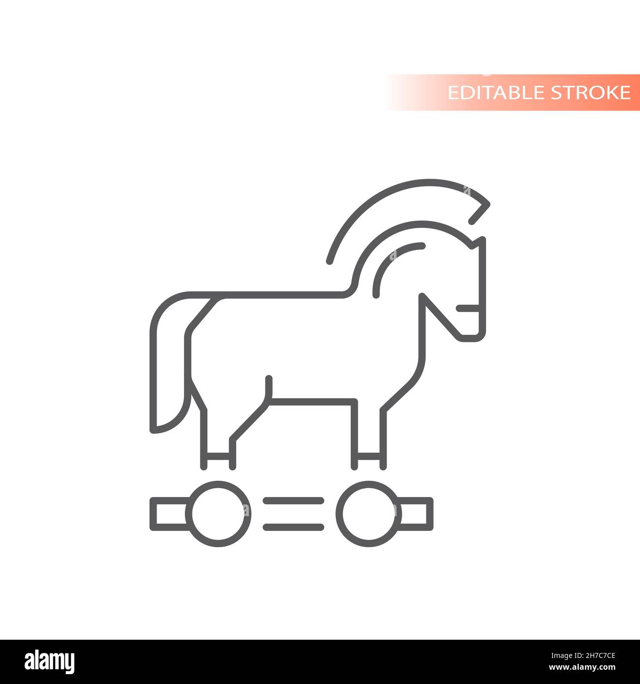 Icône de vecteur de ligne de cheval de Troie.Symbole de contour de virus informatique, contour modifiable. Illustration de Vecteur