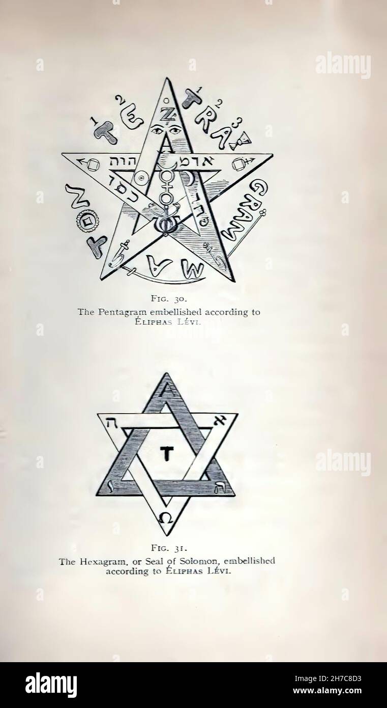 Pentagramme de Faust isolé sur un fond blanc cassé Banque D'Images