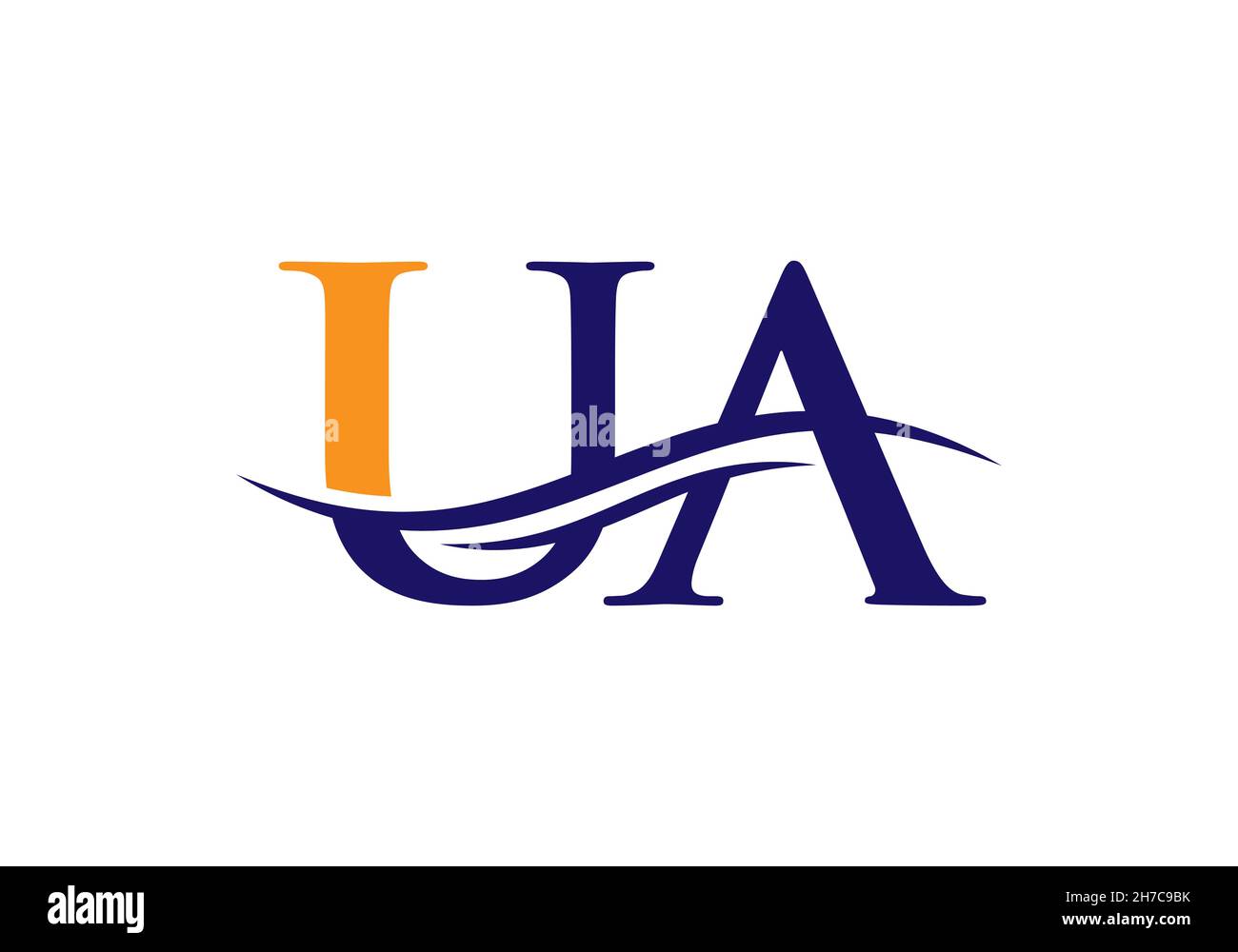 Vecteur de logo UA vague d'eau.Logo Swoosh lettre UA pour l'identité de l'entreprise Illustration de Vecteur
