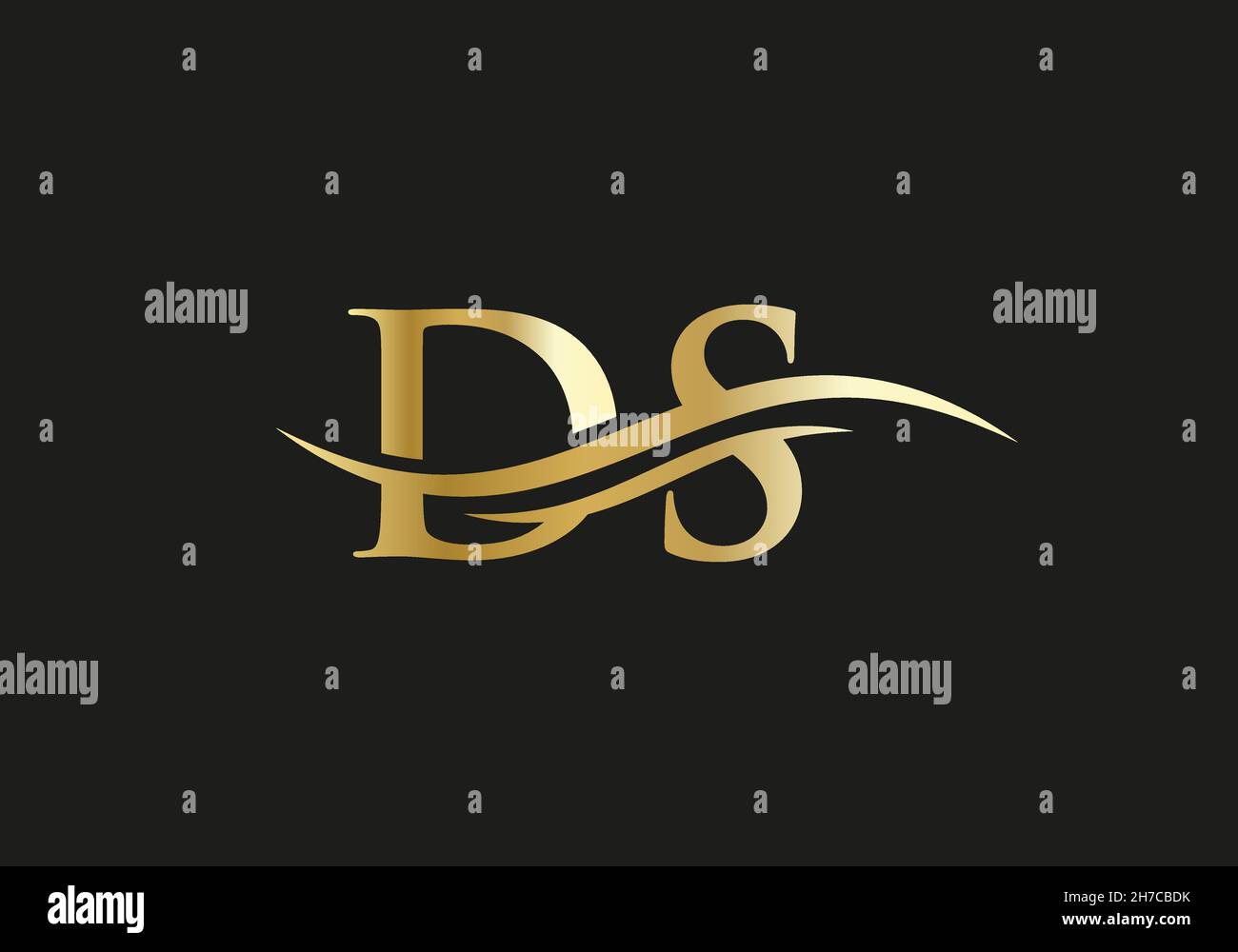 Logo Swoosh lettre DS pour l'identité de l'entreprise.Logo Water Wave DS et mode moderne Illustration de Vecteur
