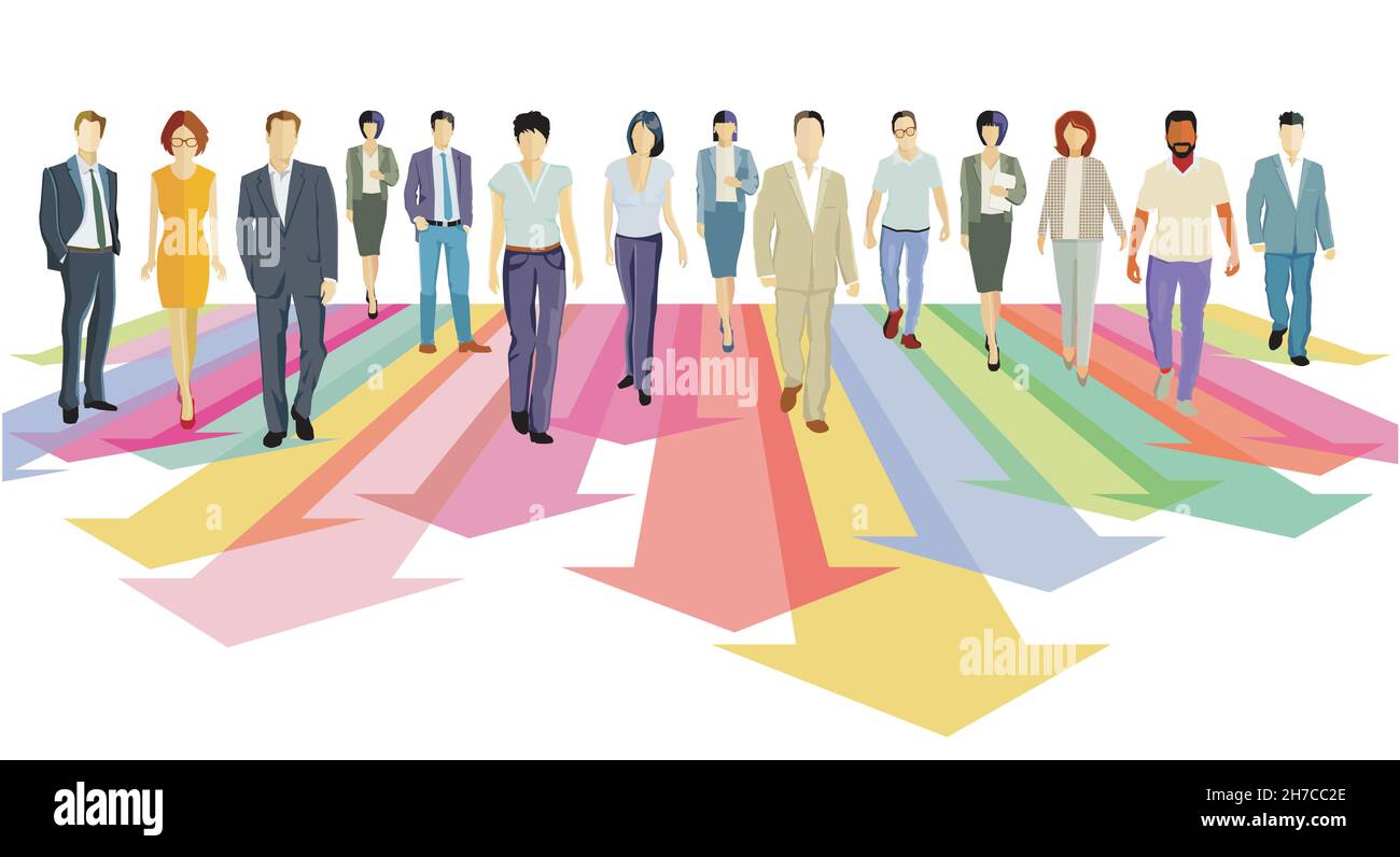 un groupe de gens d'affaires avance, illustration Illustration de Vecteur