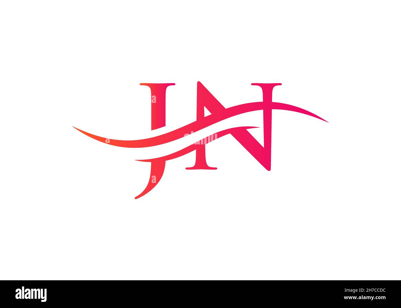 DESIGN DU LOGO JN.Logo Premium Letter JN avec concept vague d'eau Illustration de Vecteur