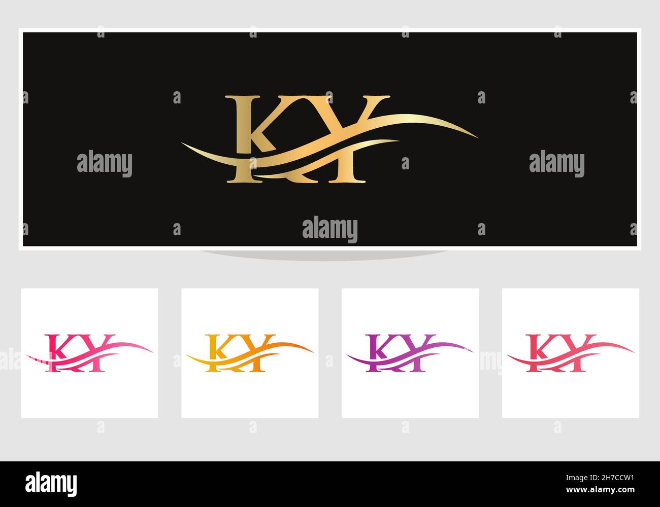 Modèle original de vecteur de logo lié à la lettre KY.Logo Swoosh lettre KY.Logo KY vectoriel Illustration de Vecteur