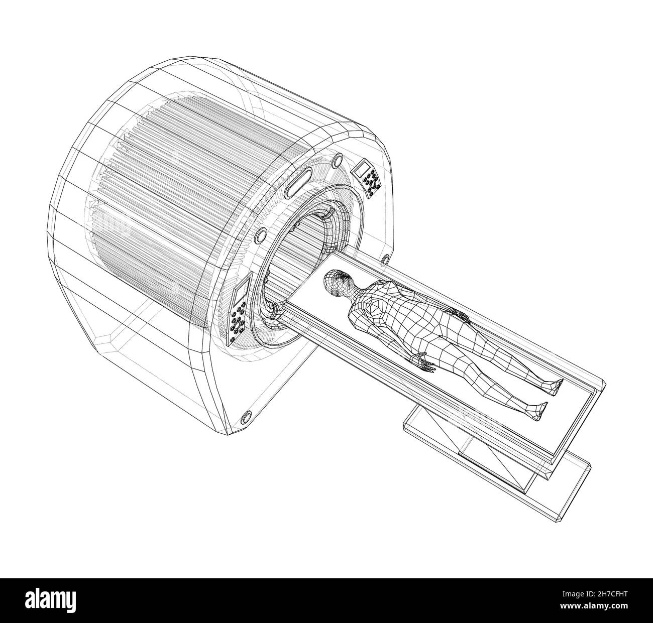 Patiente allongée sur un scanner CT ou IRM Banque D'Images