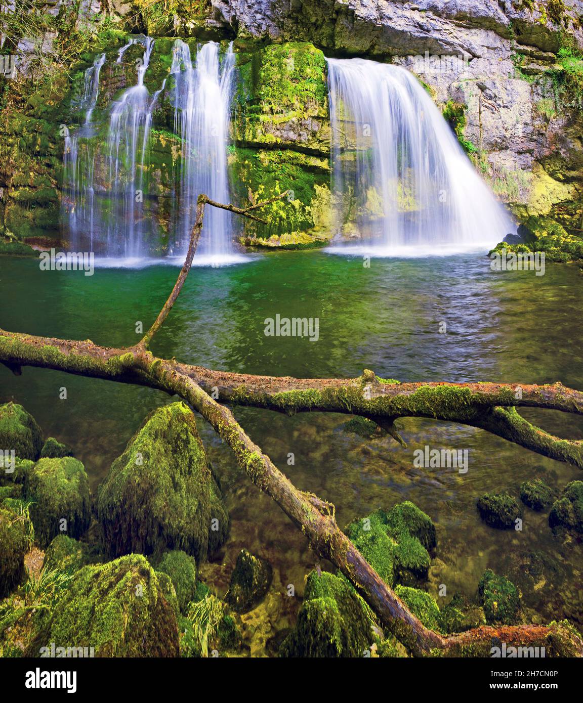 Chute d'eau des Combes, France, Jura, Saint Claude Banque D'Images