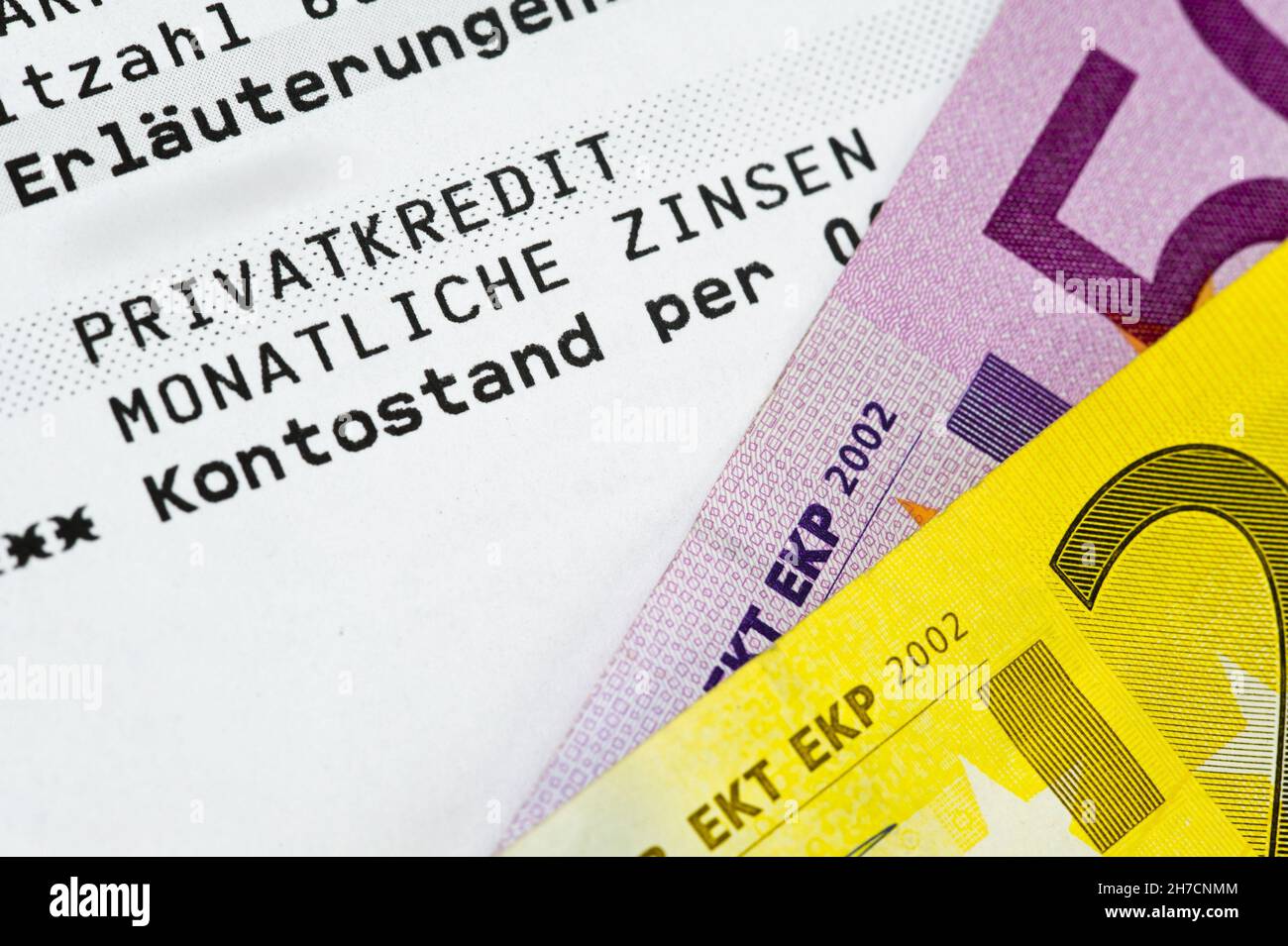 Relevé de compte bancaire, avec factures en euros, Allemagne Banque D'Images