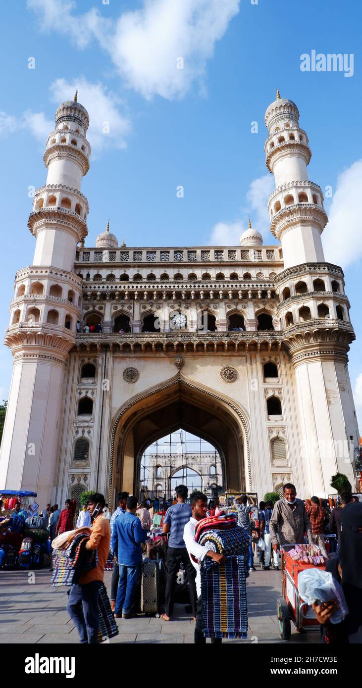 Arrière de Charminar, Hyderabad, Telangana .Construit en 1591, c'est un monument et une mosquée Banque D'Images