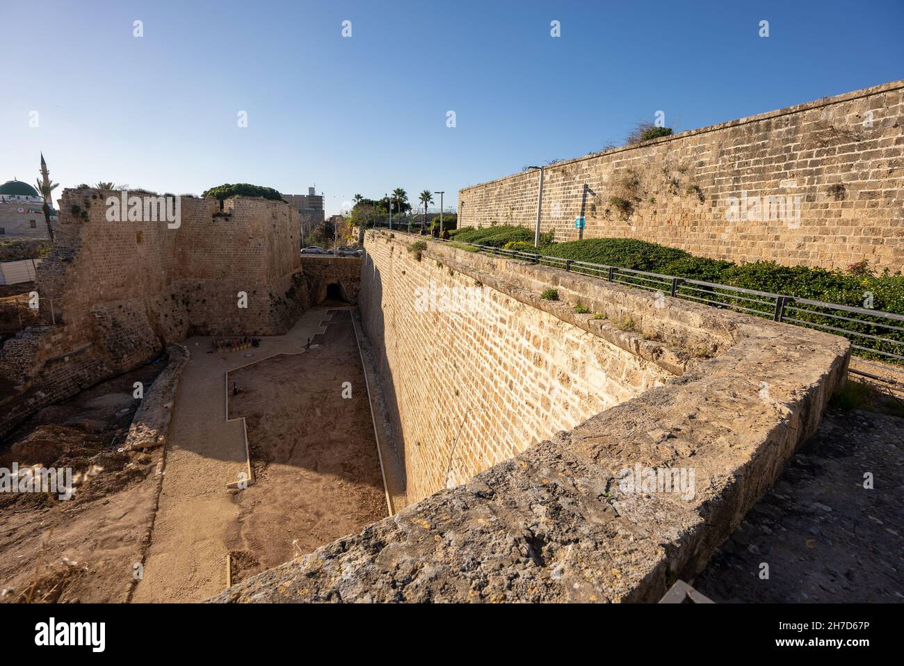 Israël, dans l'ouest de la Galilée, les remparts de la vieille ville d'Acre Banque D'Images