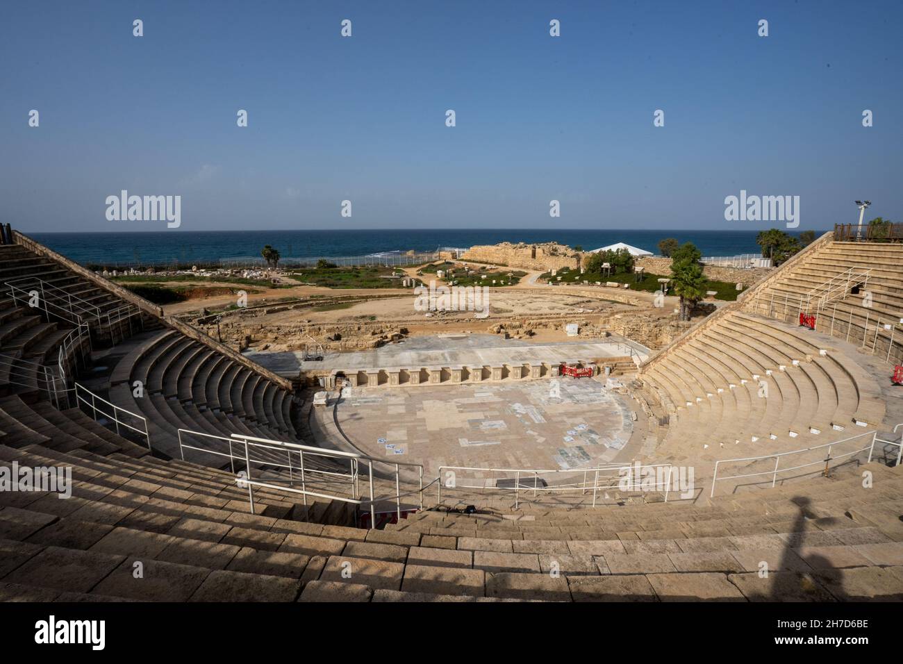 L'amphithéâtre de Caesarea, Israël Banque D'Images