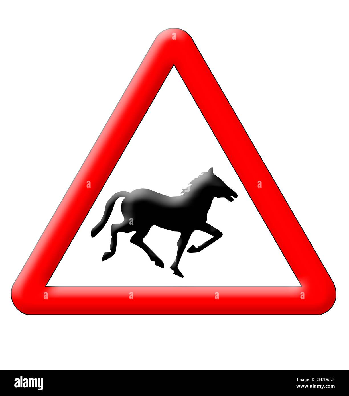 Panneau de signalisation de passage à cheval isolé sur fond blanc Banque D'Images